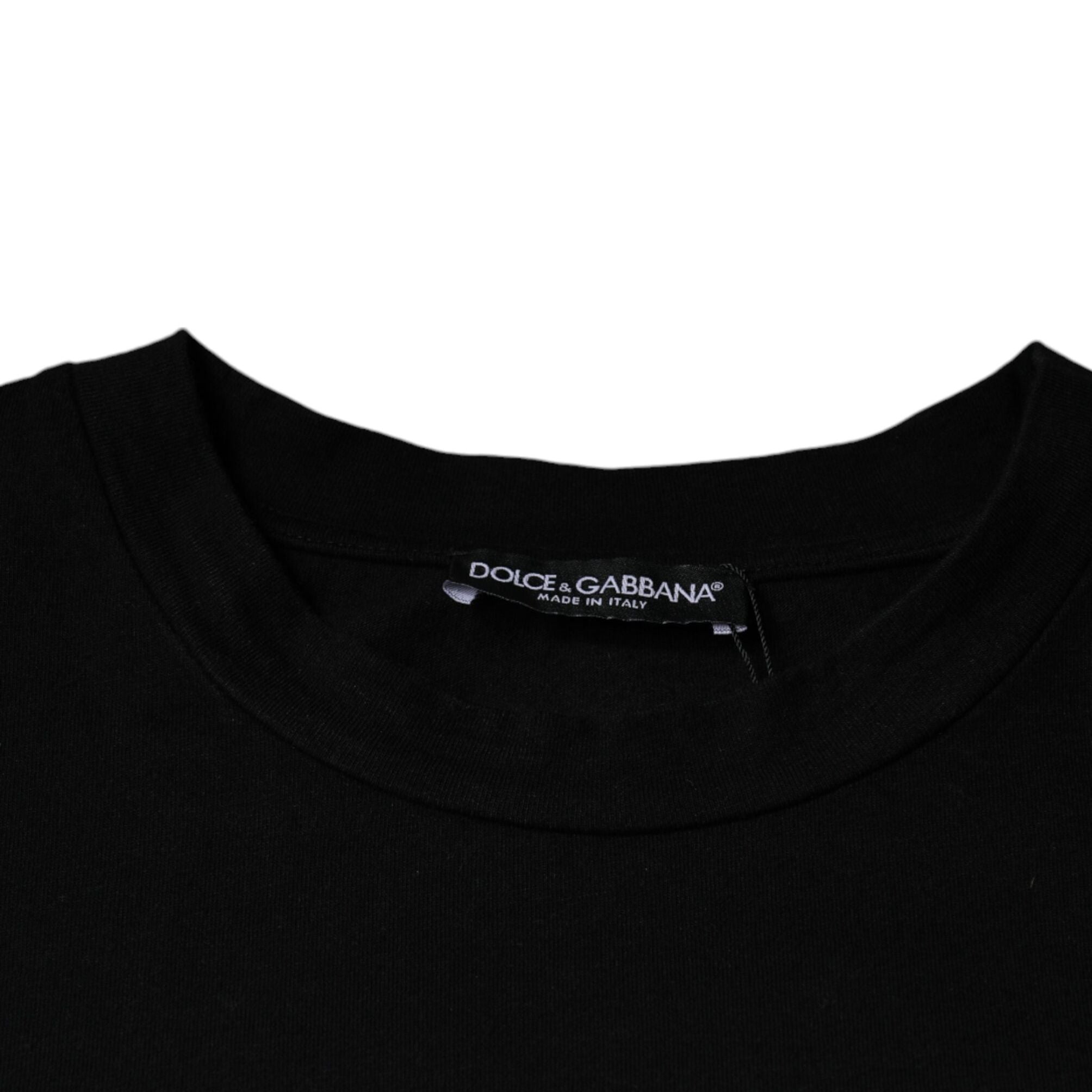 Dolce & Gabbana Black Amore Print Cotton Crew Neck T-shirt