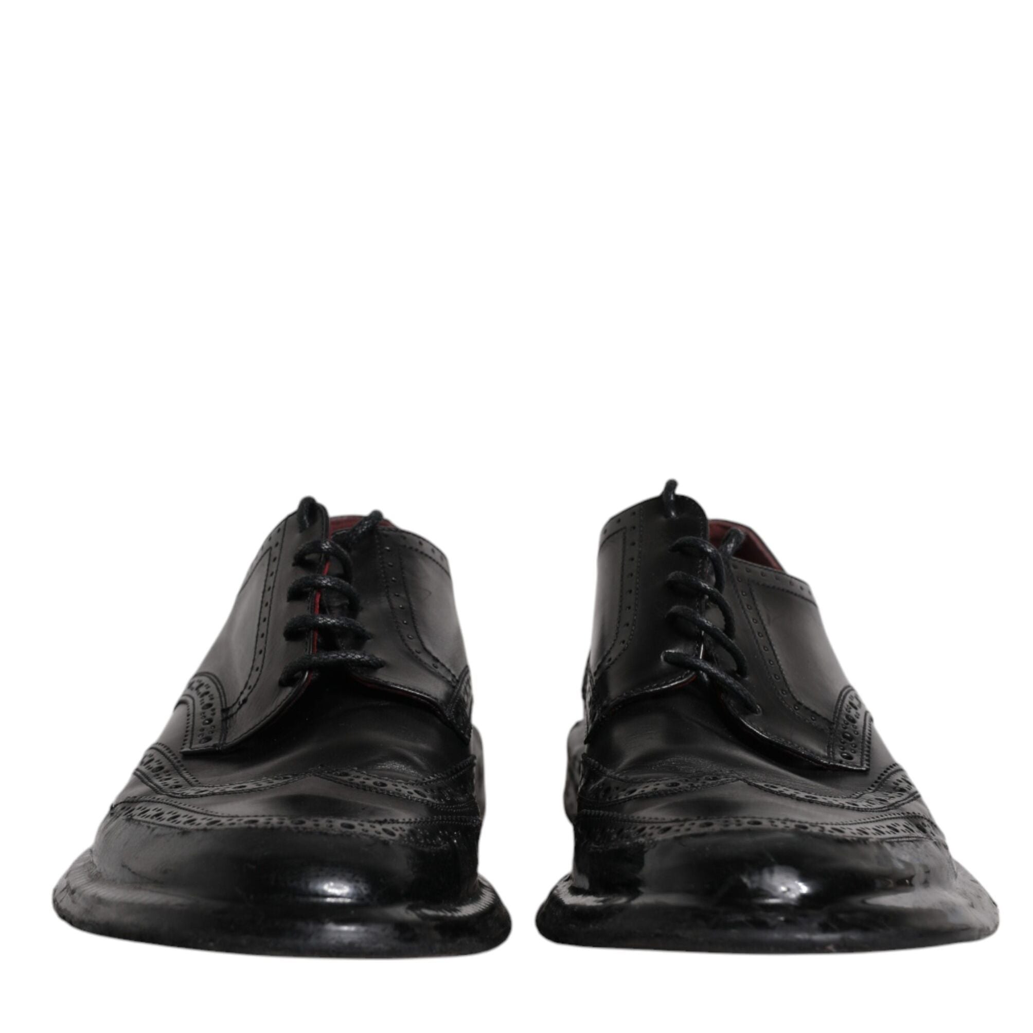 Dolce & Gabbana Black Leather Derby Wingtip Formal Shoes
