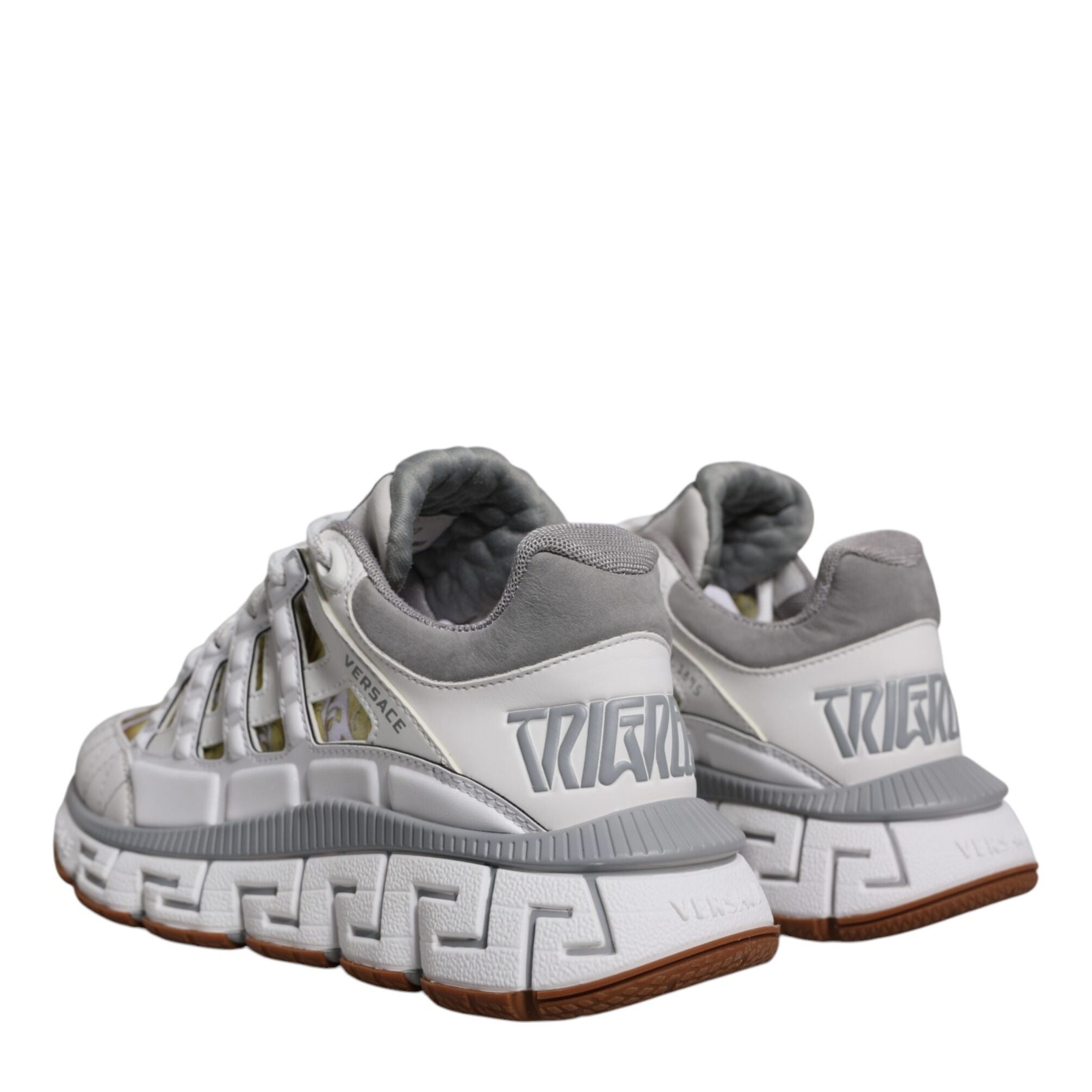 Versace White Trigreca Barocco Print Low Top Sneakers Shoes