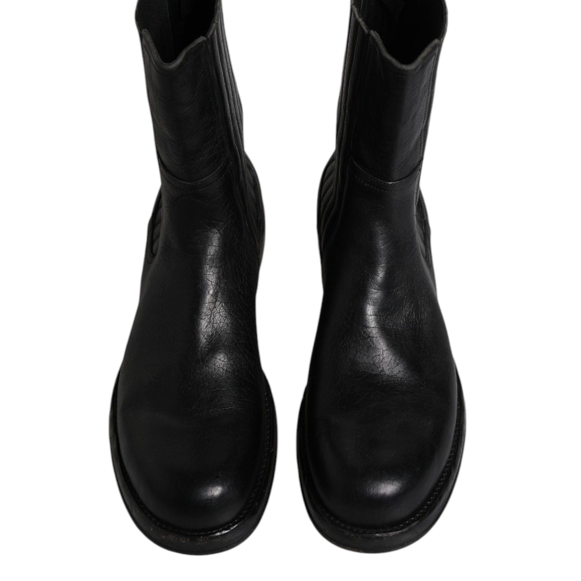 Dolce & Gabbana Black Horse Leather Mid Calf Boots Shoes