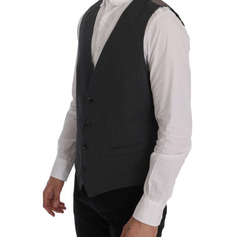 Dolce & Gabbana Gray STAFF Cotton Striped Vest