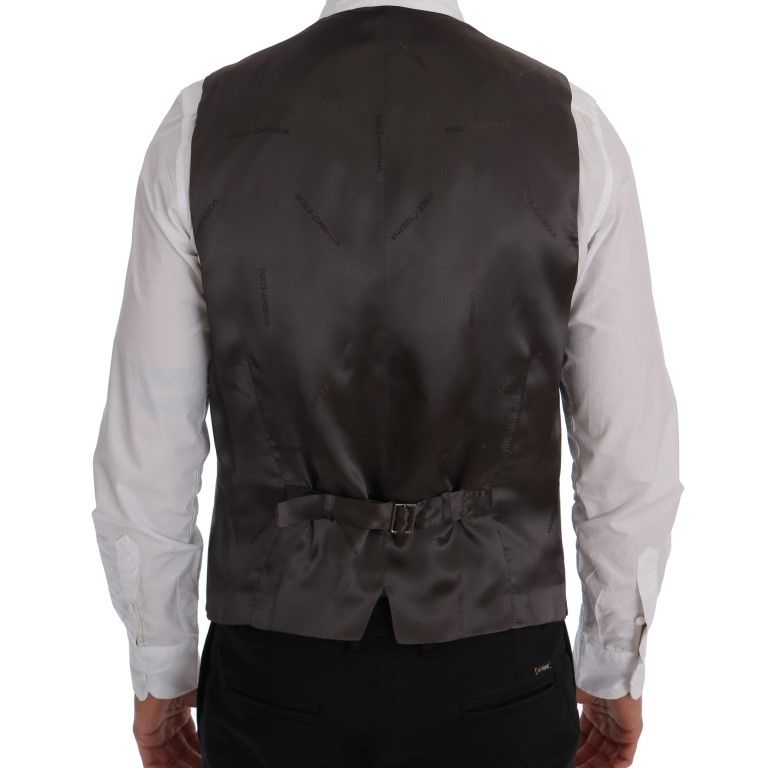 Dolce & Gabbana Gray STAFF Cotton Striped Vest