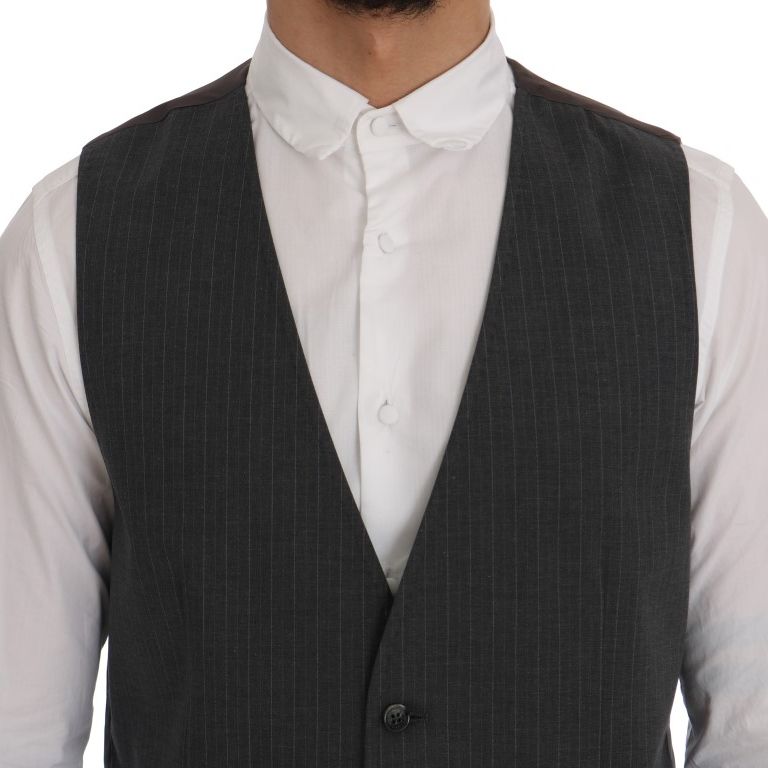 Dolce & Gabbana Gray STAFF Cotton Striped Vest