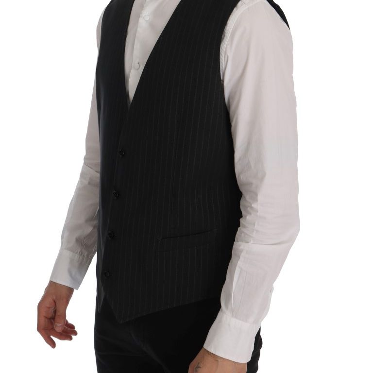 Dolce & Gabbana Gray STAFF Cotton Striped Vest
