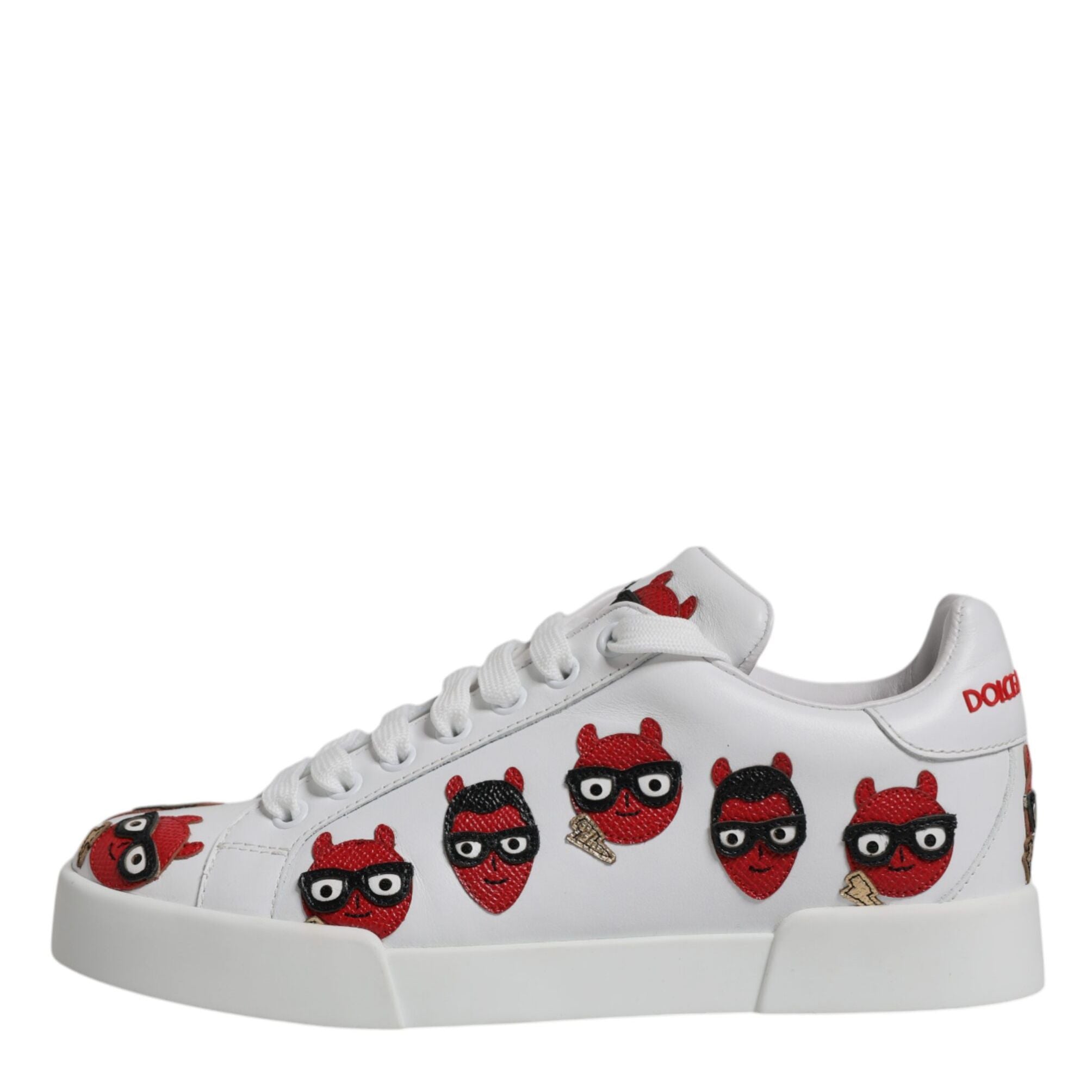 Dolce & Gabbana White Devil Face Portofino Sneakers Shoes
