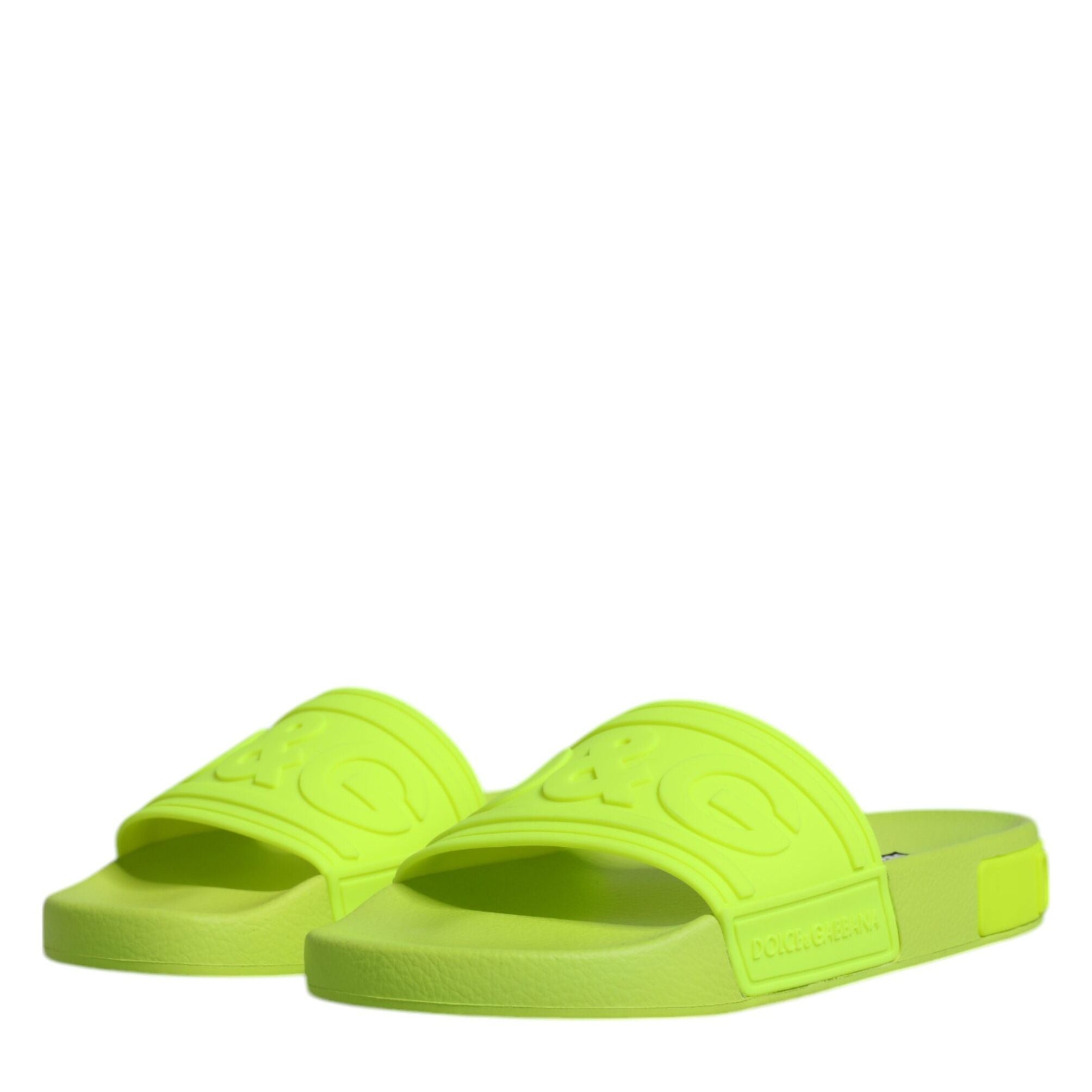 Dolce & Gabbana Green Rubber Slides Sandals Beachwear Shoes