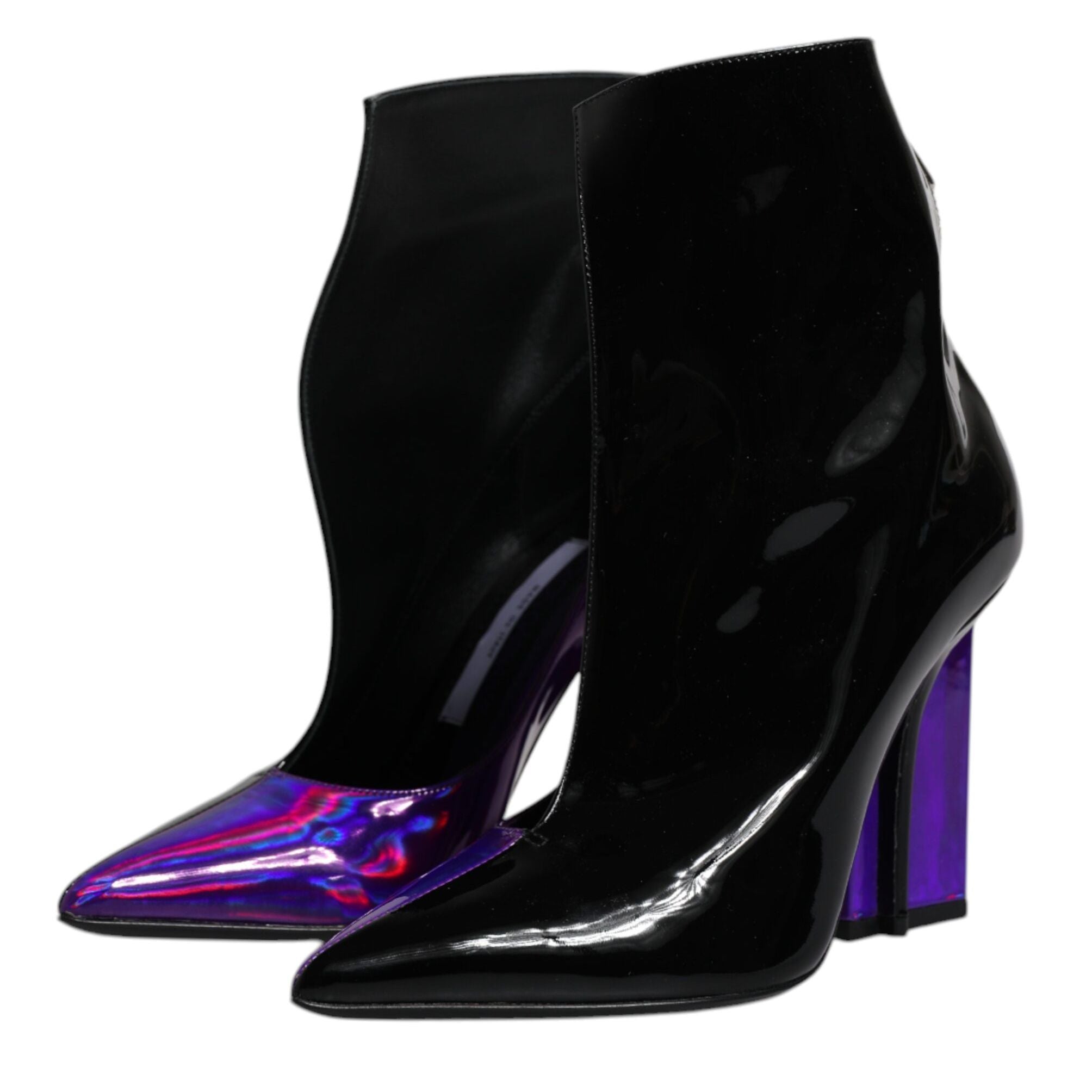 Dolce & Gabbana Purple Black Pointed Ankle Boots Shoes