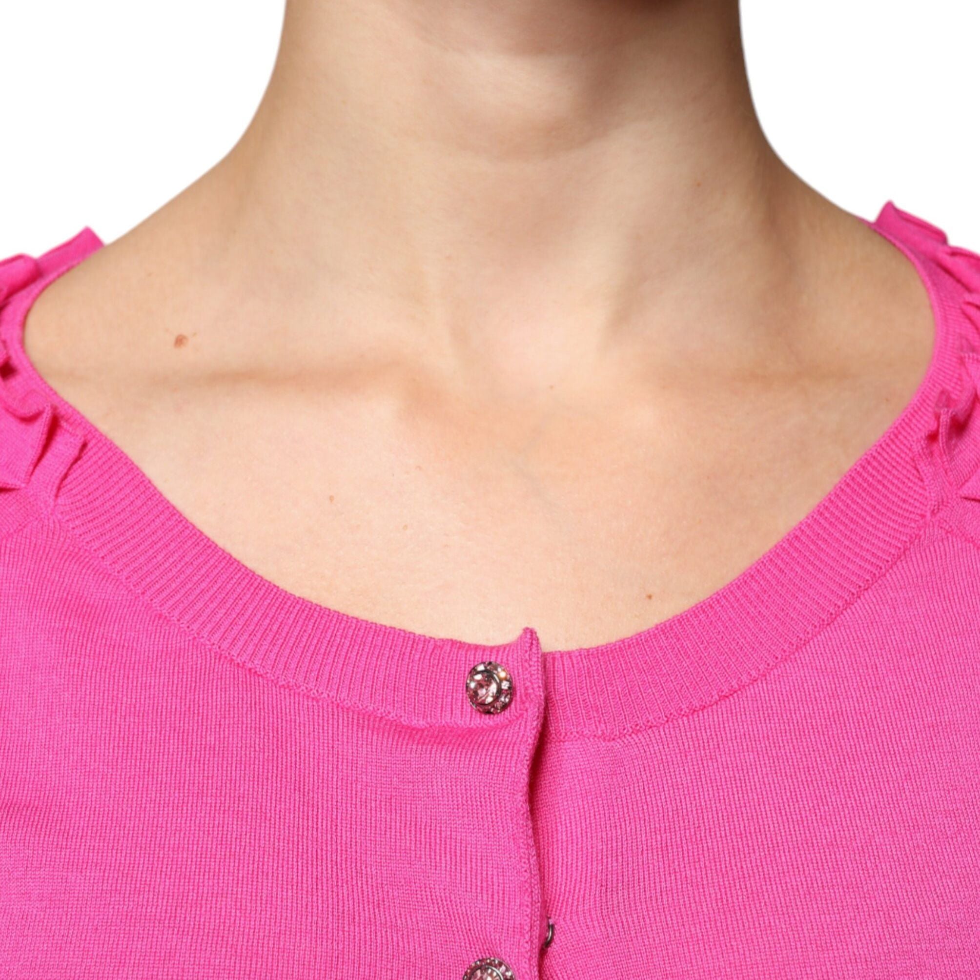 Dolce & Gabbana Pink Wool Button Down Cardigan Sweater