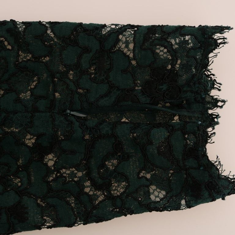 Dolce & Gabbana Green Floral Lace Leggings Pants