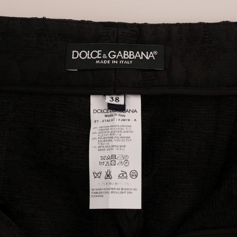 Dolce & Gabbana Black Floral Brocade Capri Pants