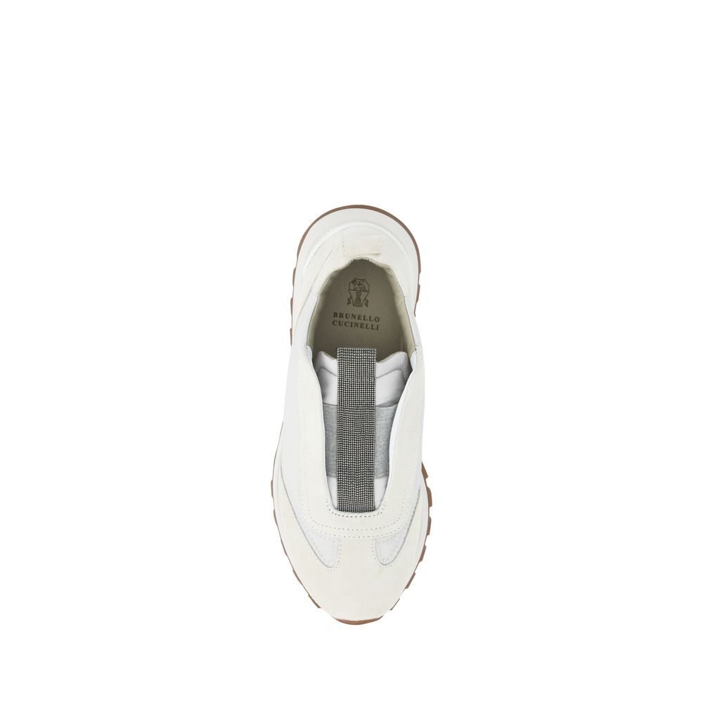 Brunello Cucinelli White Nylon Low Top Sneakers