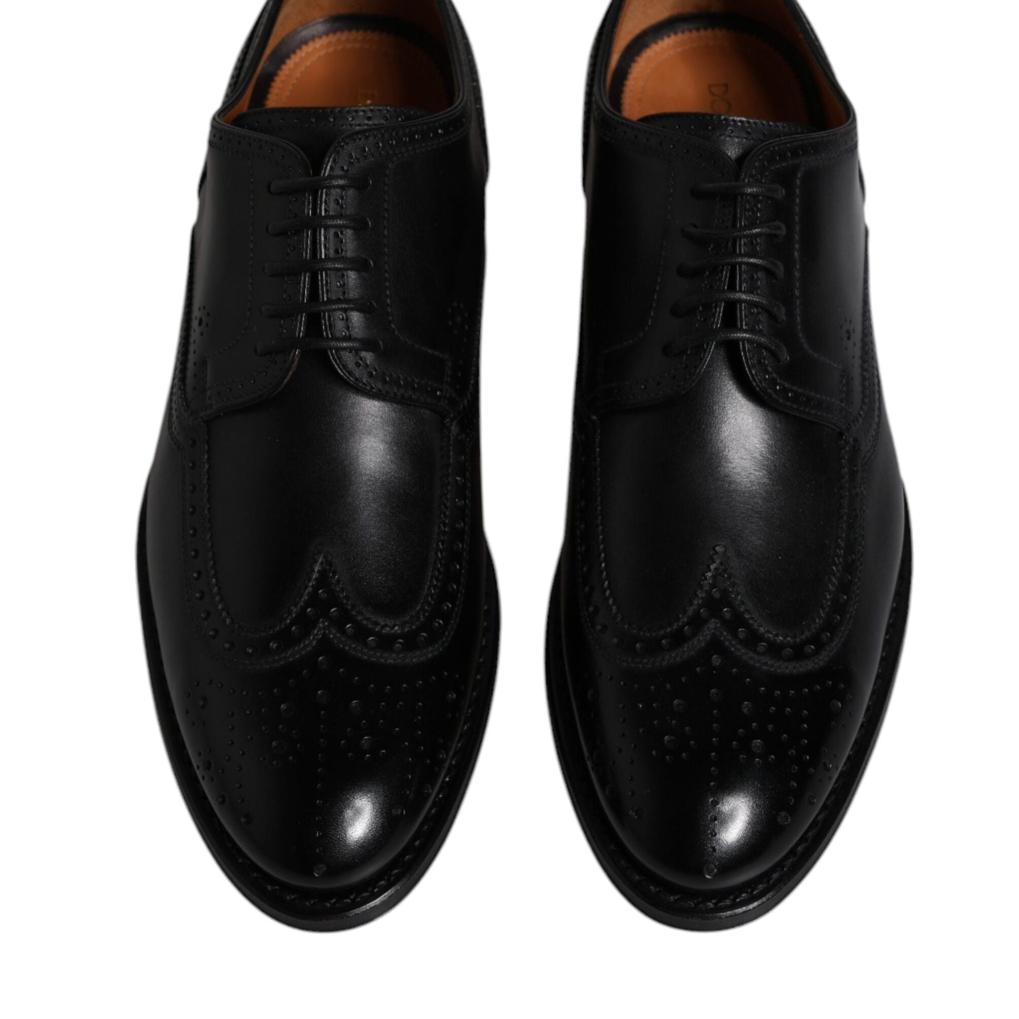 Dolce & Gabbana Black Leather Derby Wingtip Formal Shoes