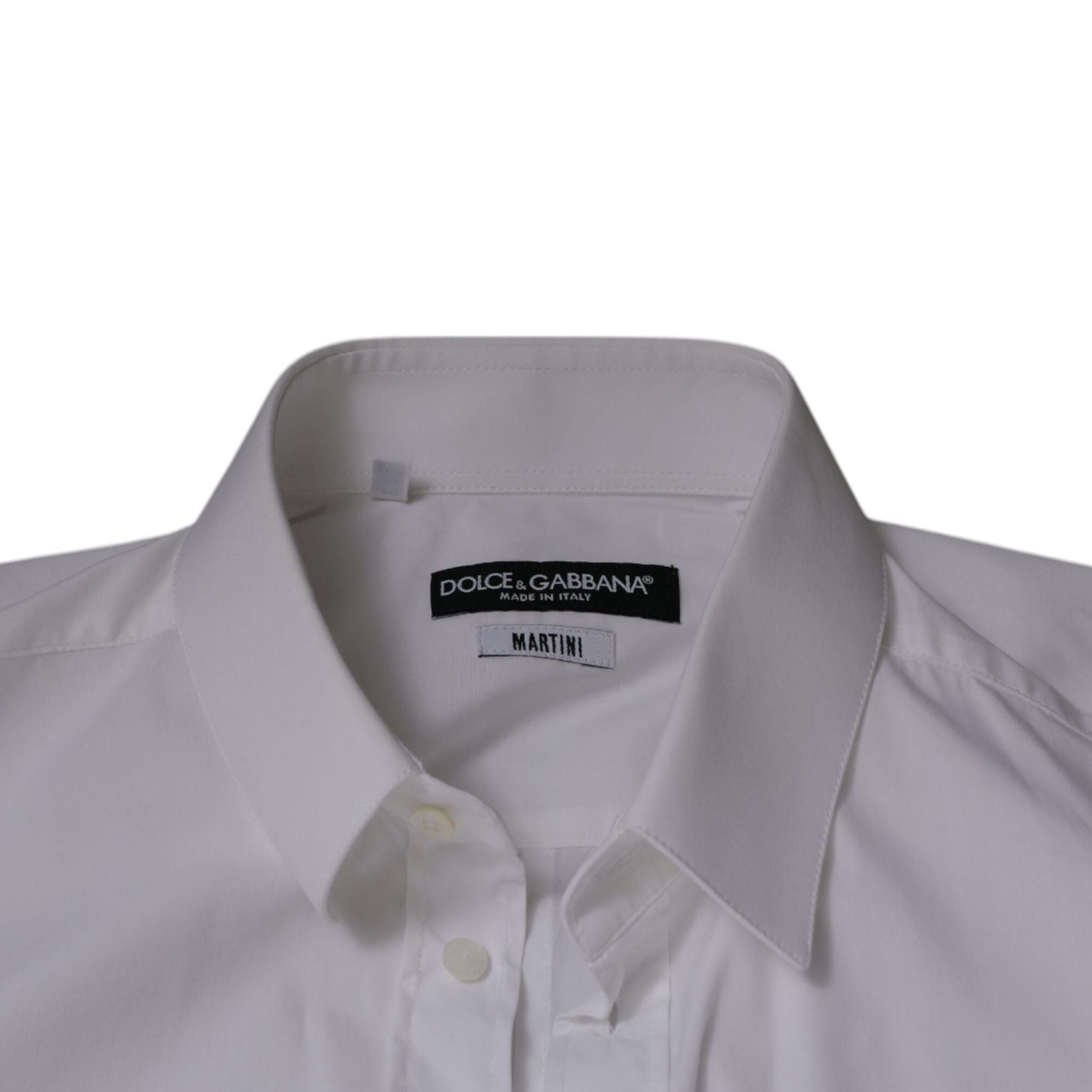 Dolce & Gabbana White Cotton Blend Men MARTINI Dress Shirt
