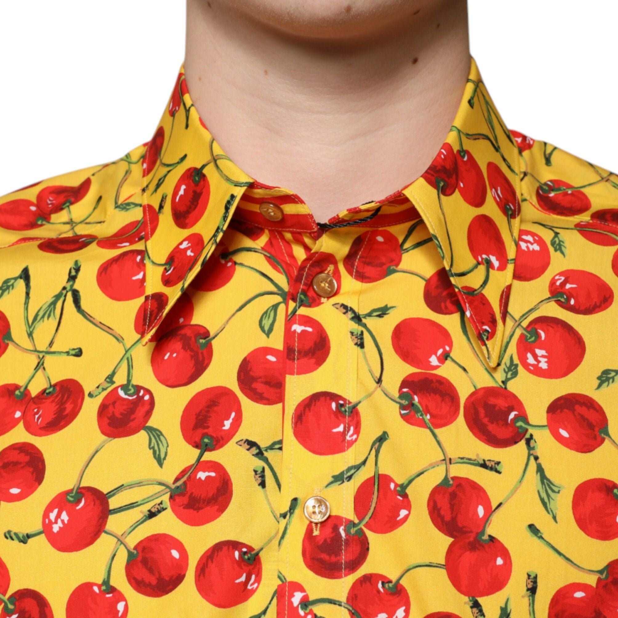 Dolce & Gabbana Yellow Cherry Cotton MARTINI Dress Shirt