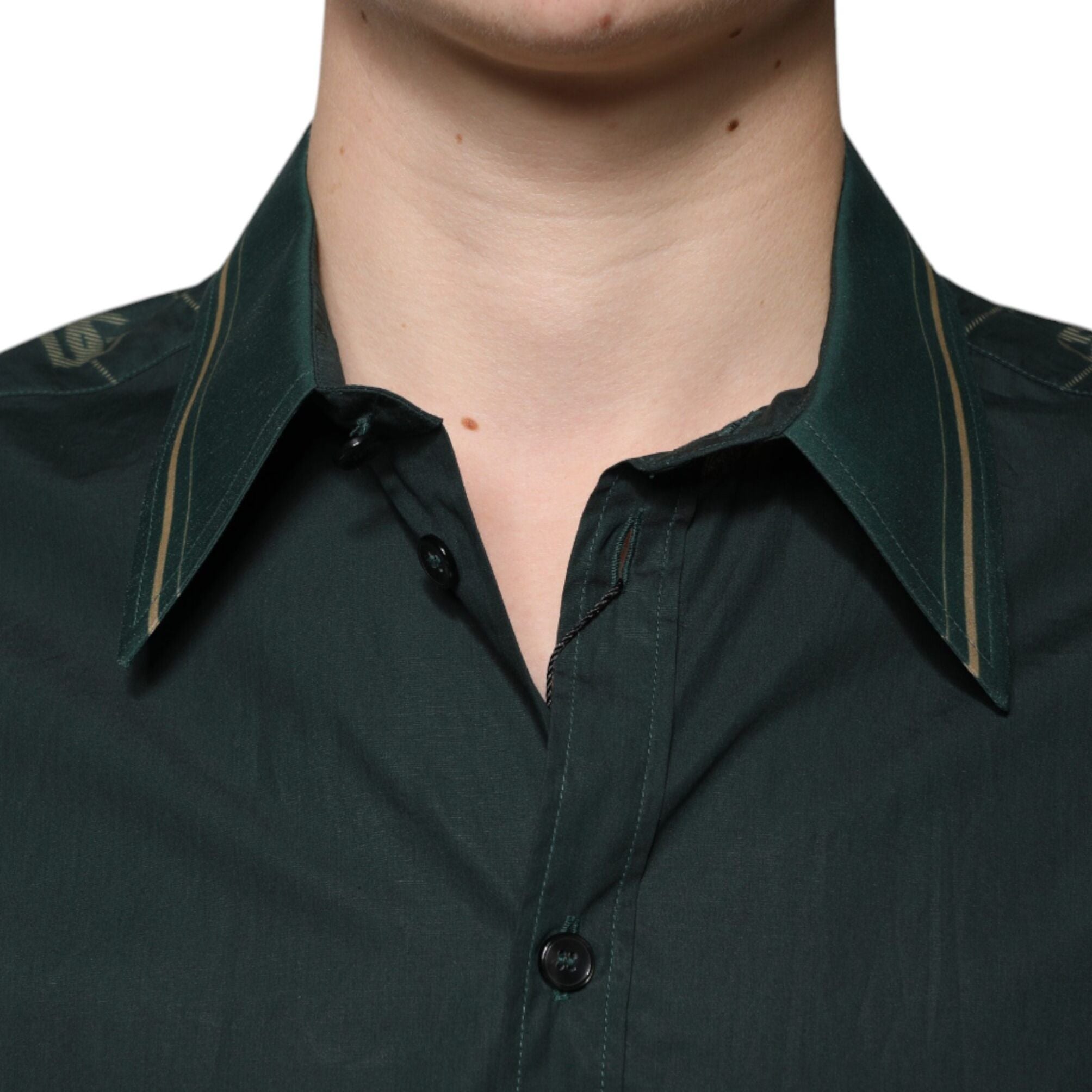 Dolce & Gabbana Green Logo Long Sleeve MARTINI Casual Shirt