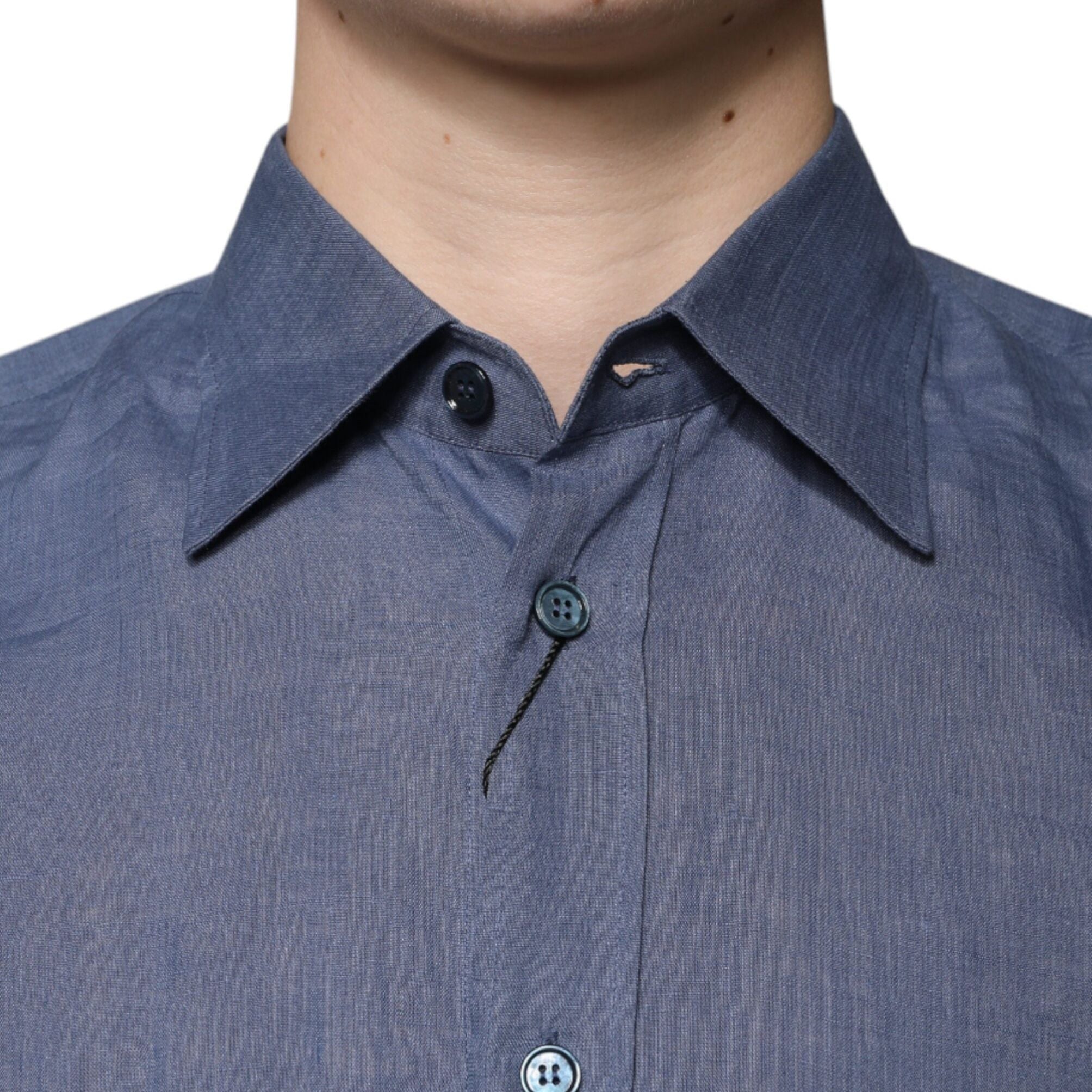 Dolce & Gabbana Blue Logo Long Sleeve Button Down Casual Shirt