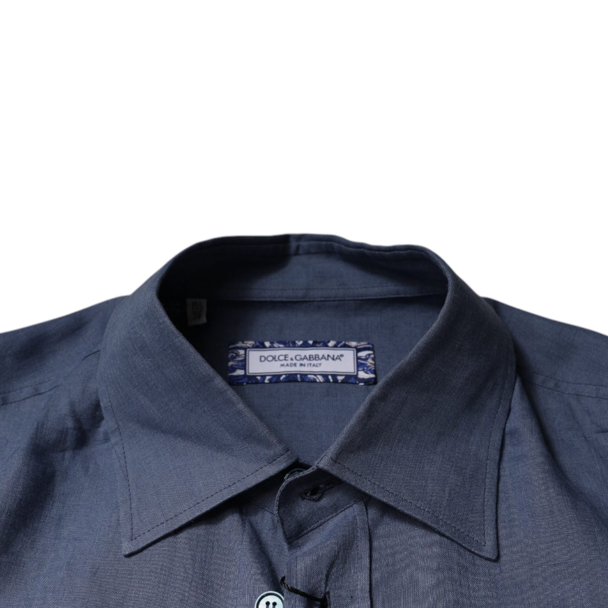 Dolce & Gabbana Blue Logo Long Sleeve Button Down Casual Shirt