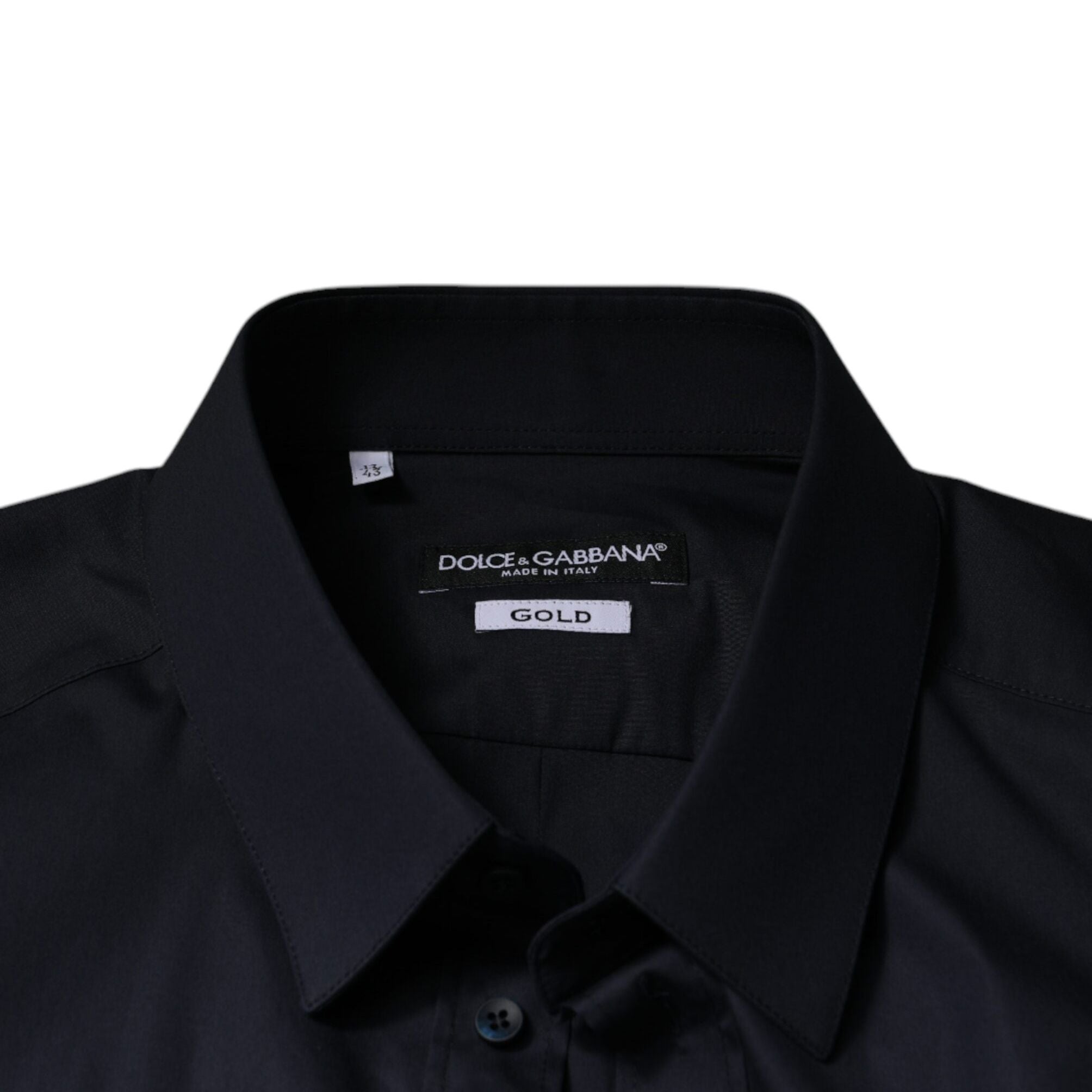 Dolce & Gabbana Black Cotton Blend Formal GOLD Dress Shirt