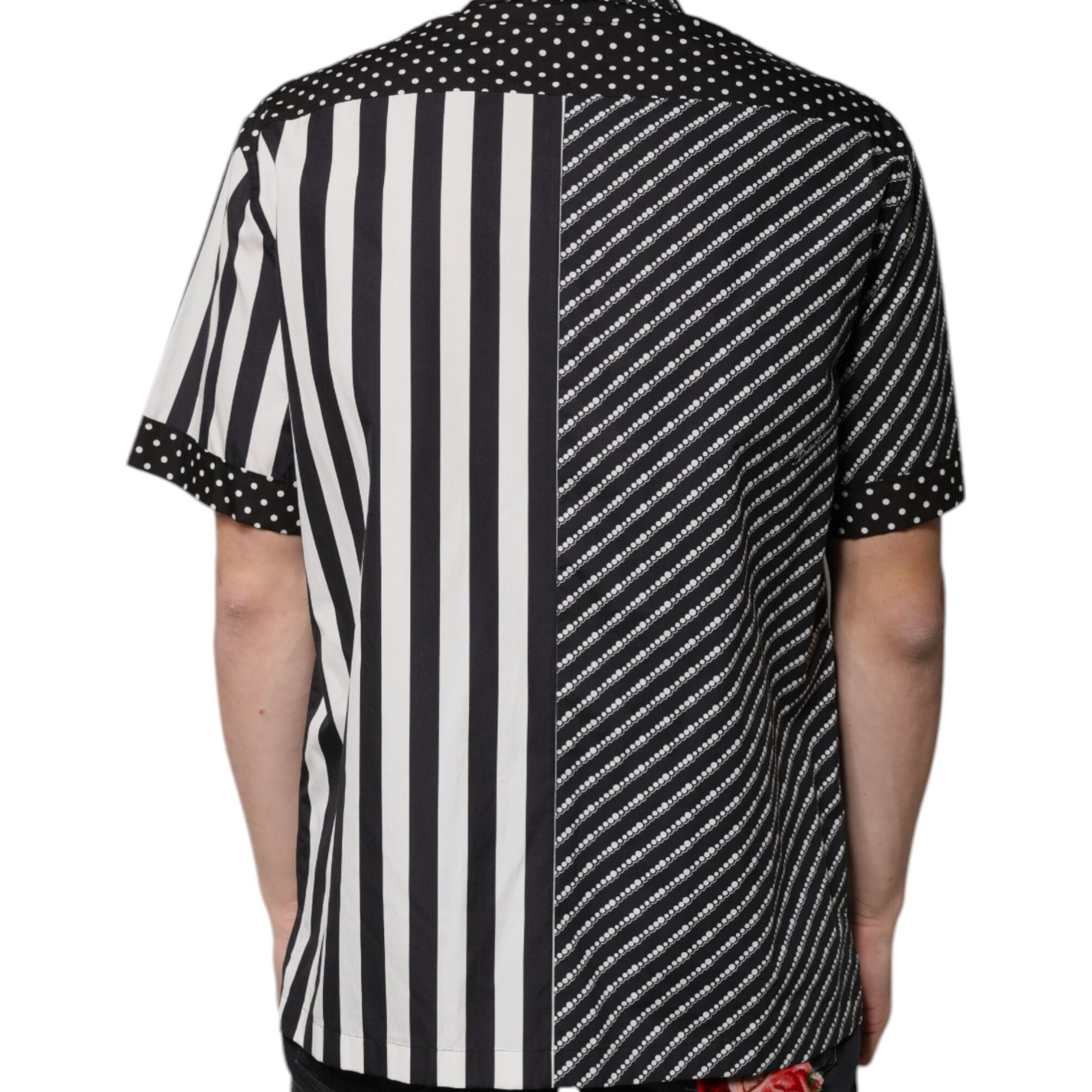 Dolce & Gabbana Black White Striped Button Down Casual Shirt