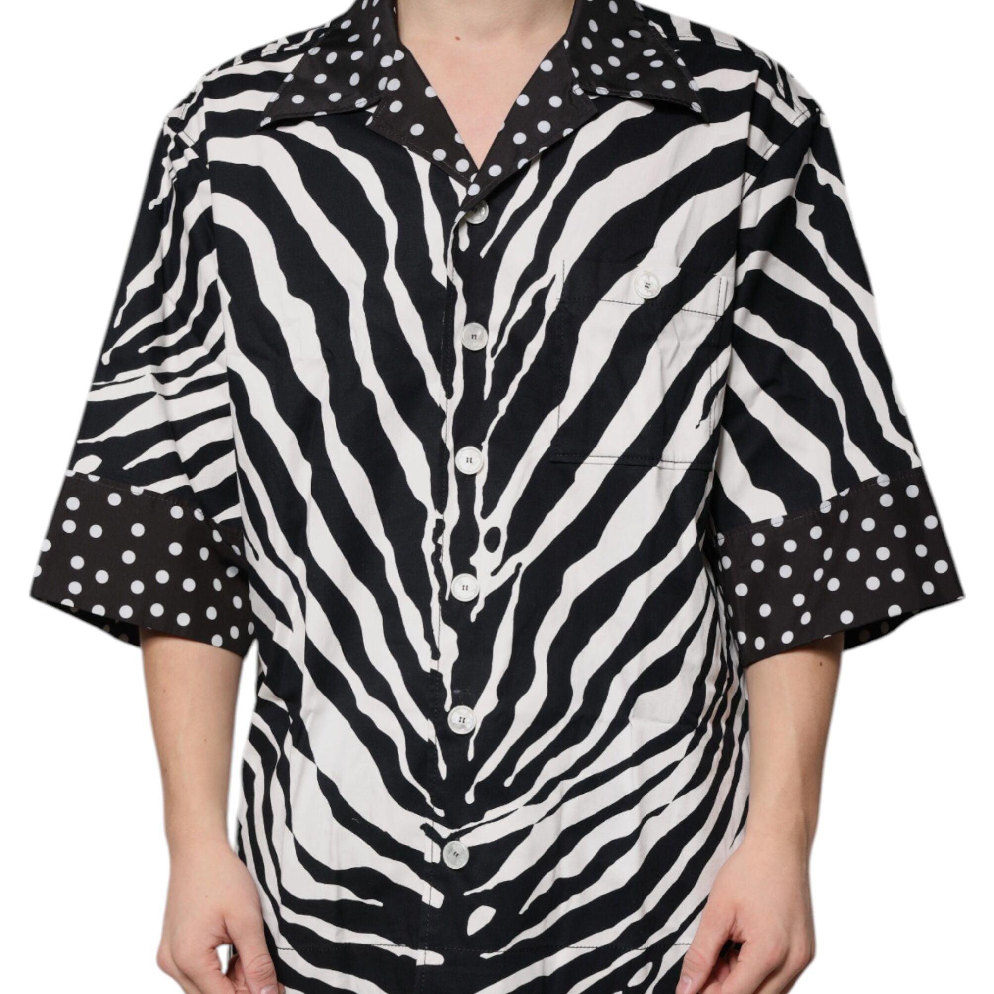 Dolce & Gabbana Black White Zebra Button Down Oversize Shirt