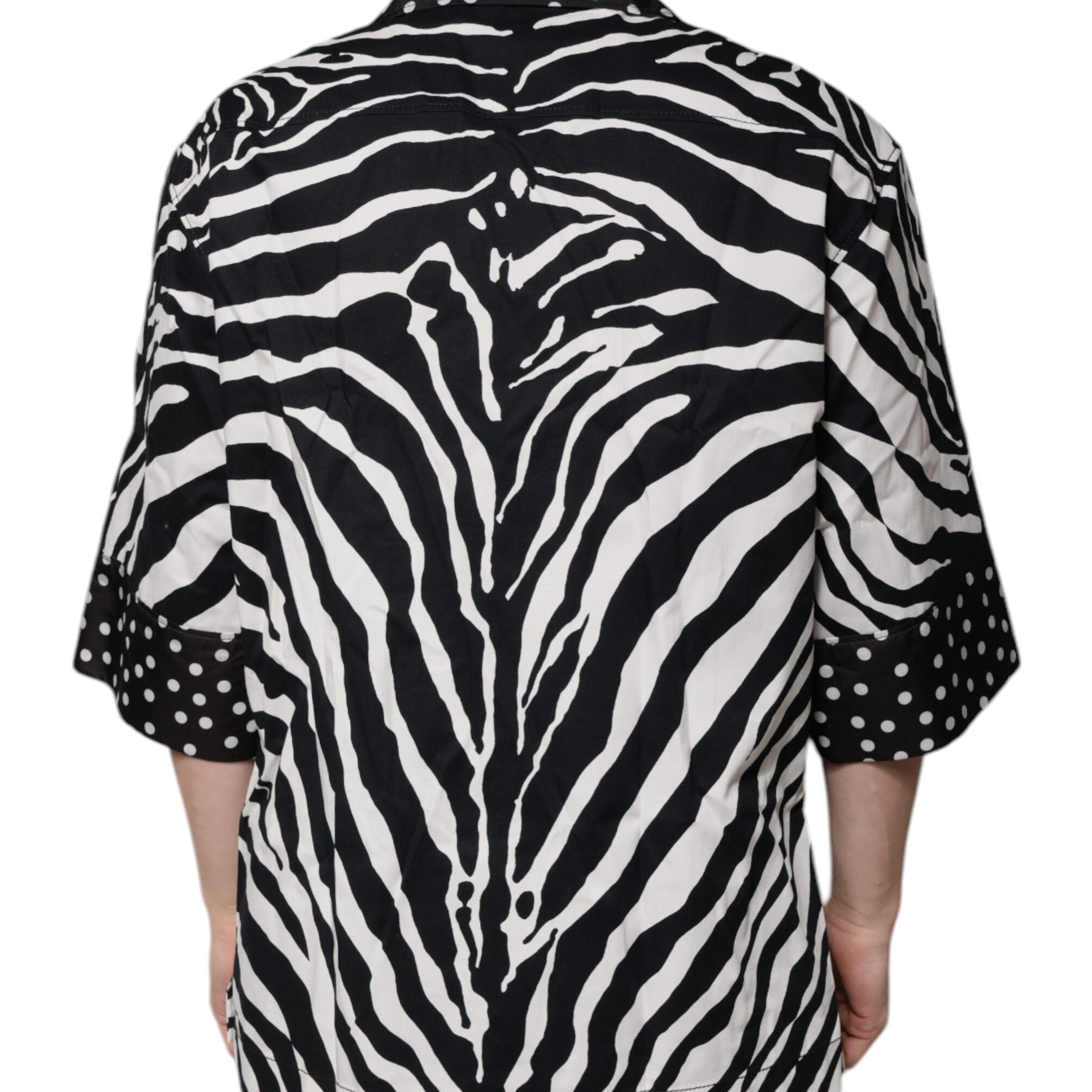 Dolce & Gabbana Black White Zebra Button Down Oversize Shirt