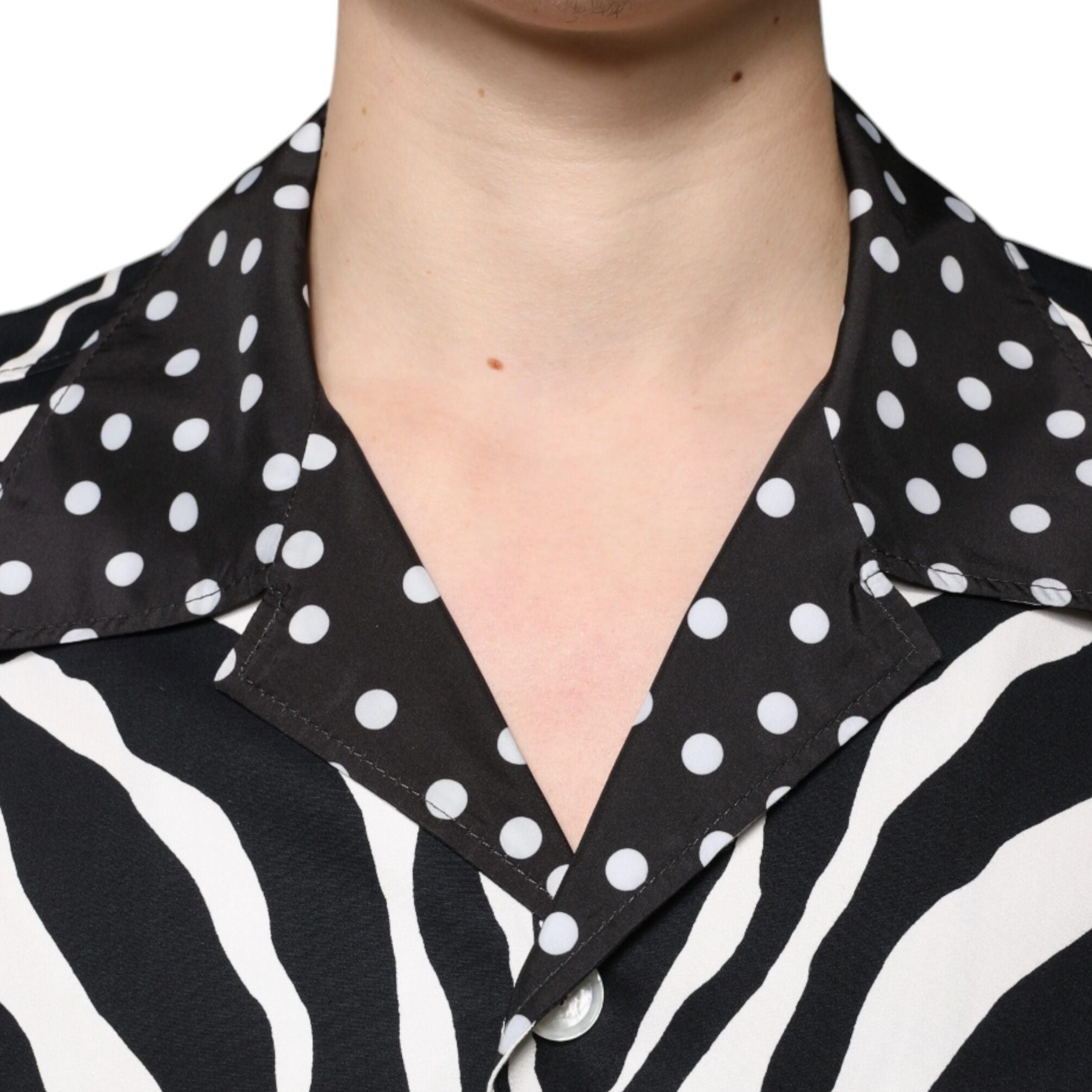 Dolce & Gabbana Black White Zebra Button Down Oversize Shirt