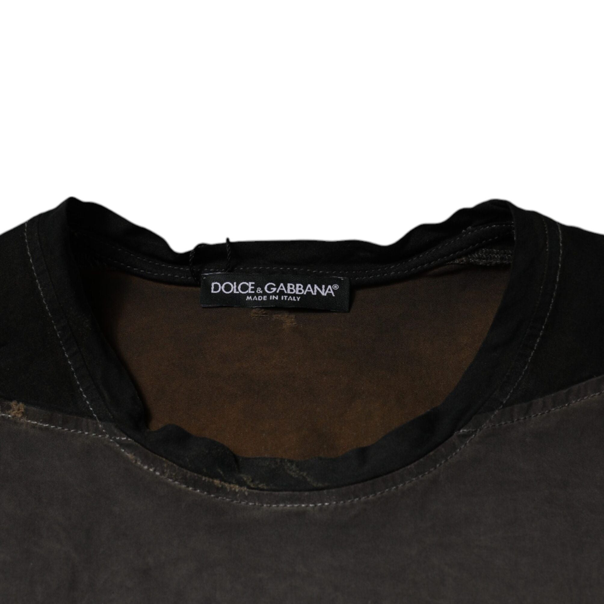 Dolce & Gabbana Brown Graphic Print Cotton Round Neck T-shirt