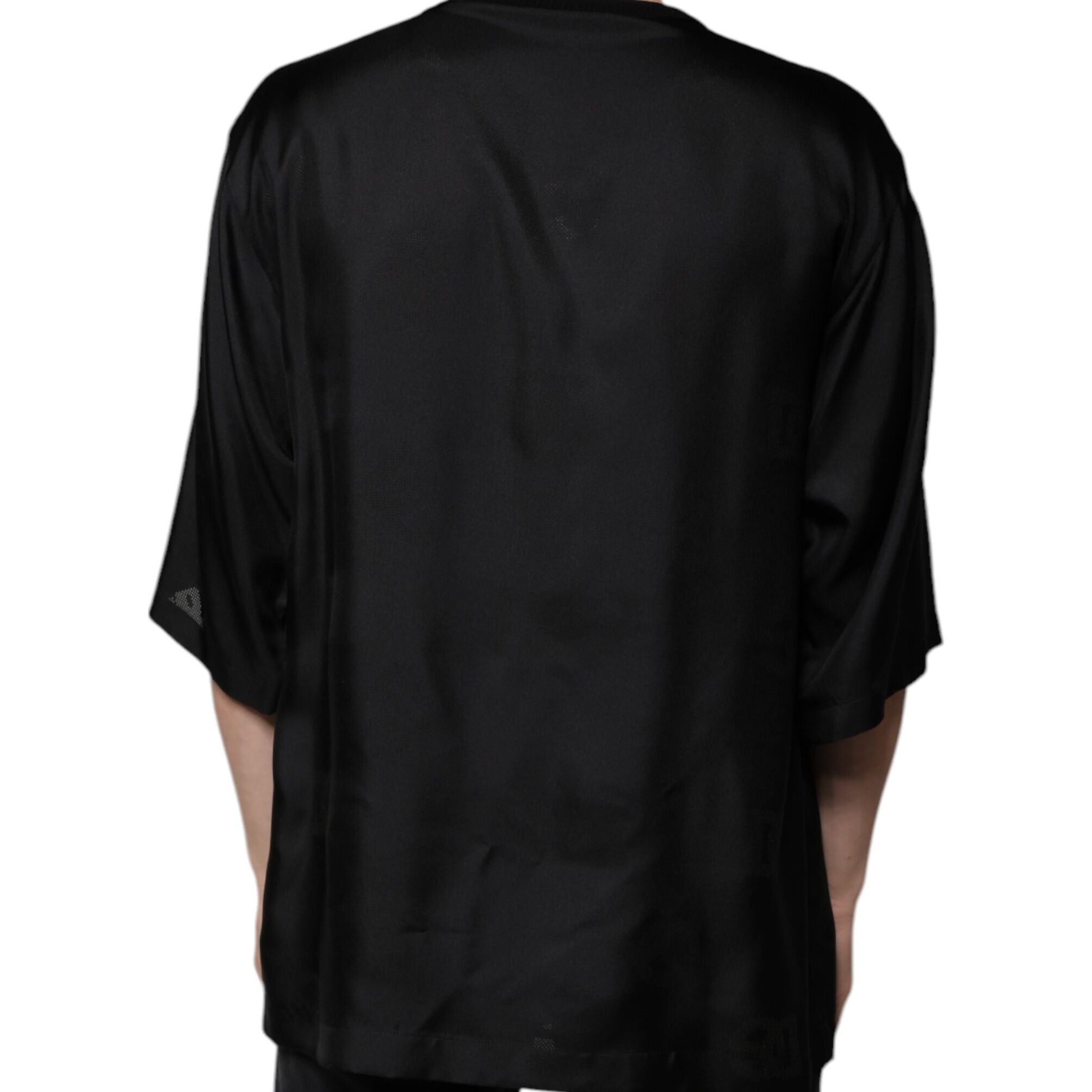 Dolce & Gabbana Black Cotton Square Neck Short Sleeve T-shirt