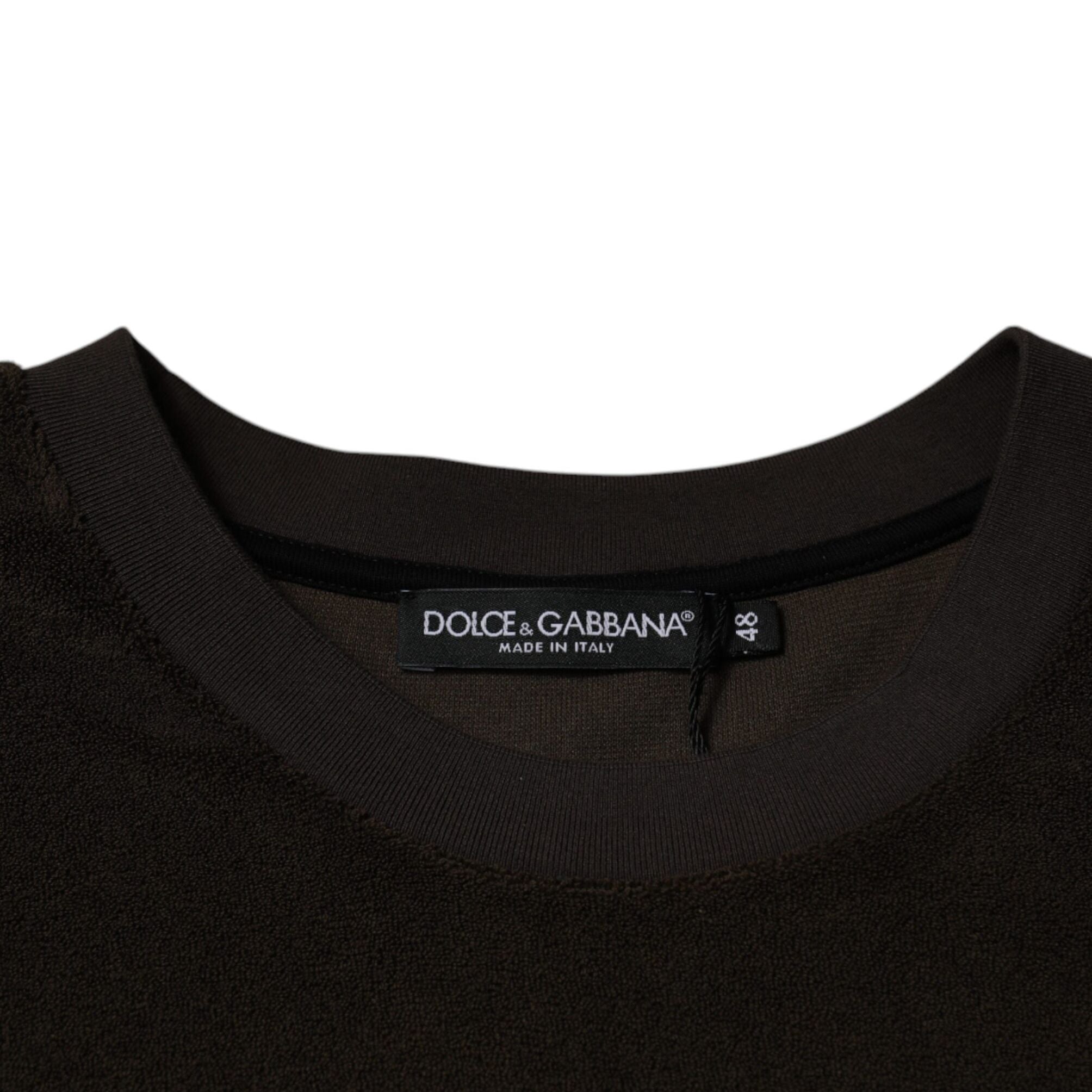 Dolce & Gabbana Brown Cotton Crew Neck Short Sleeves T-shirt
