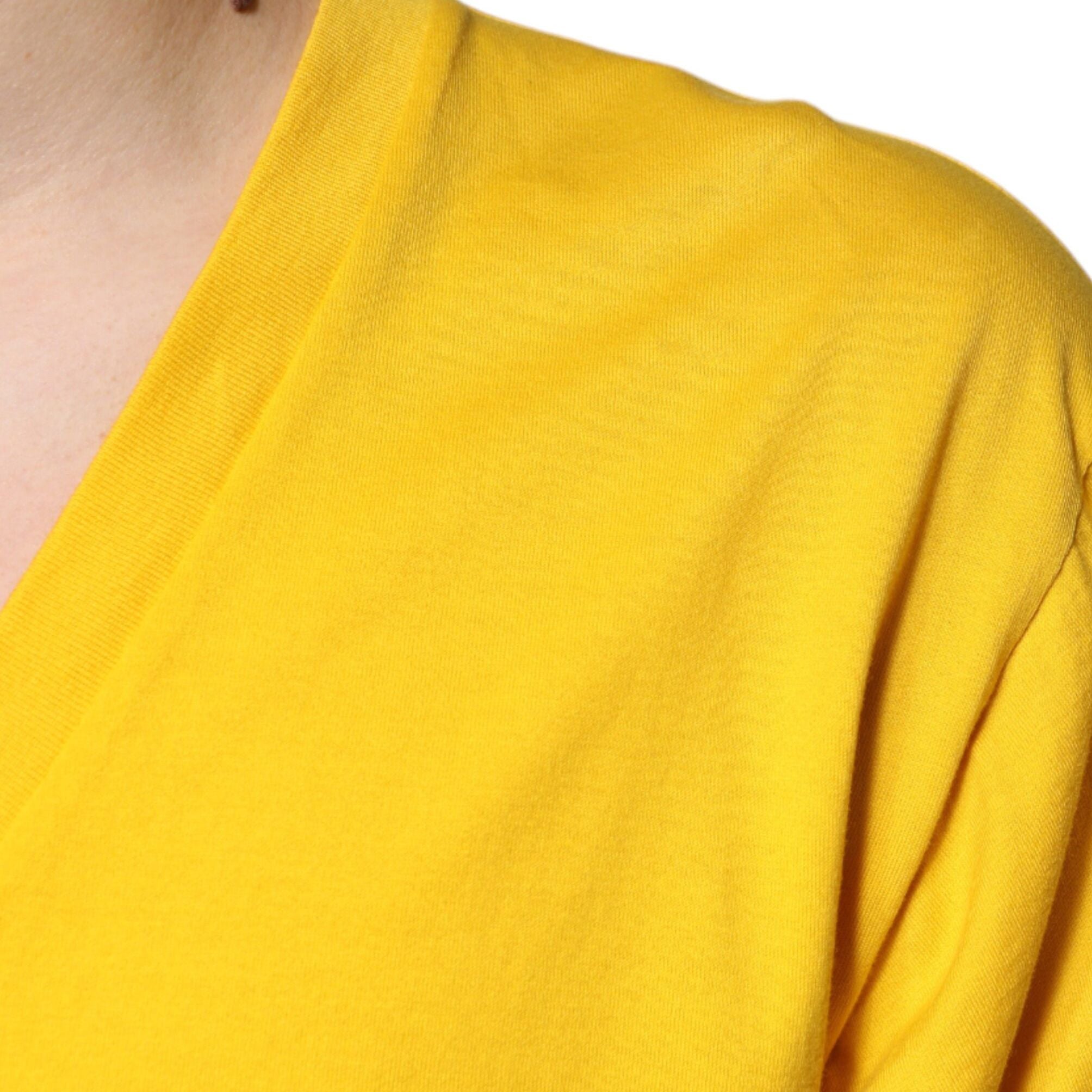 Dolce & Gabbana Yellow Cotton V-neck Short Sleeves T-shirt