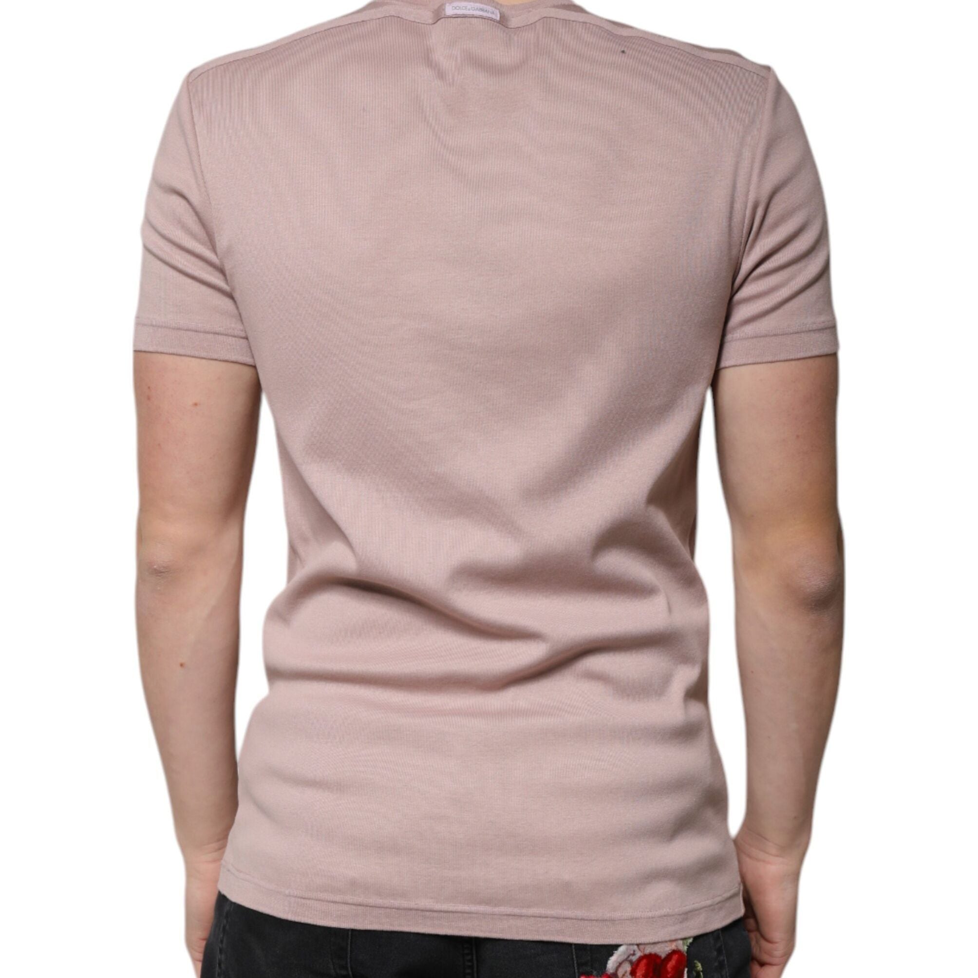 Dolce & Gabbana Brown Cotton Short Sleeves Round Neck T-shirt