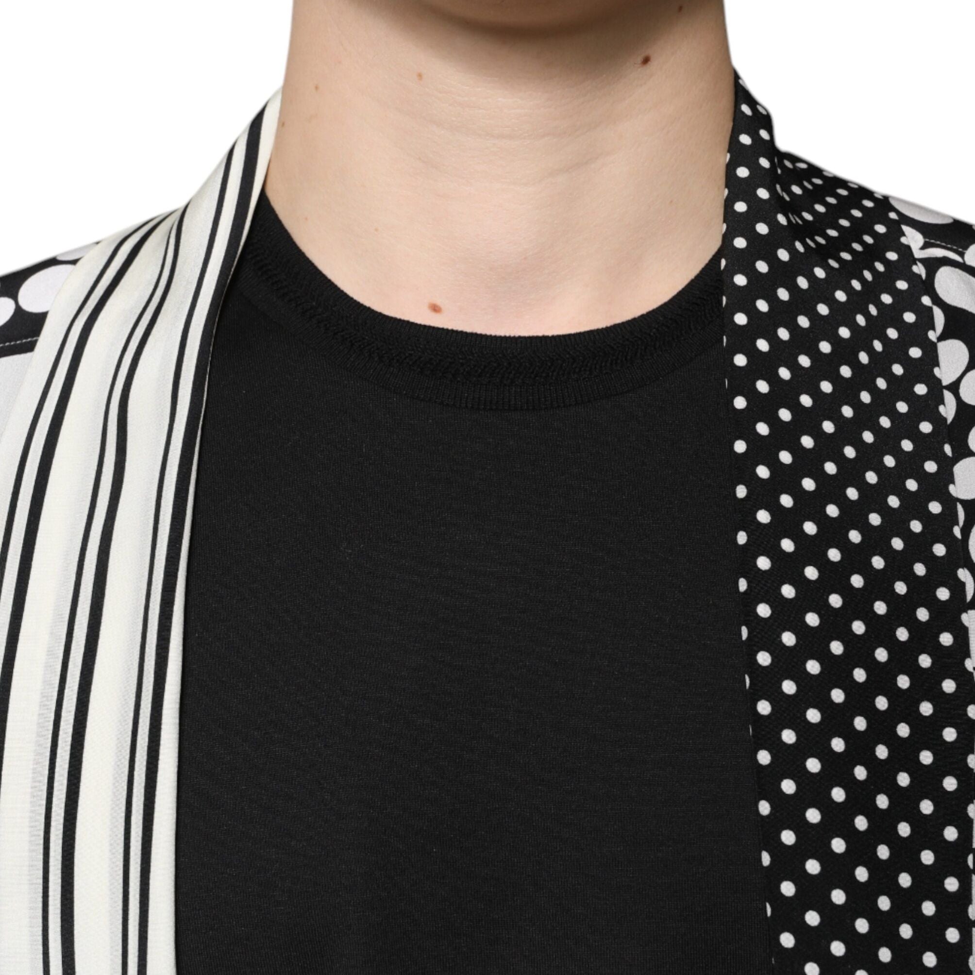 Dolce & Gabbana Black White Polka Dots Silk Men Casual Shirt