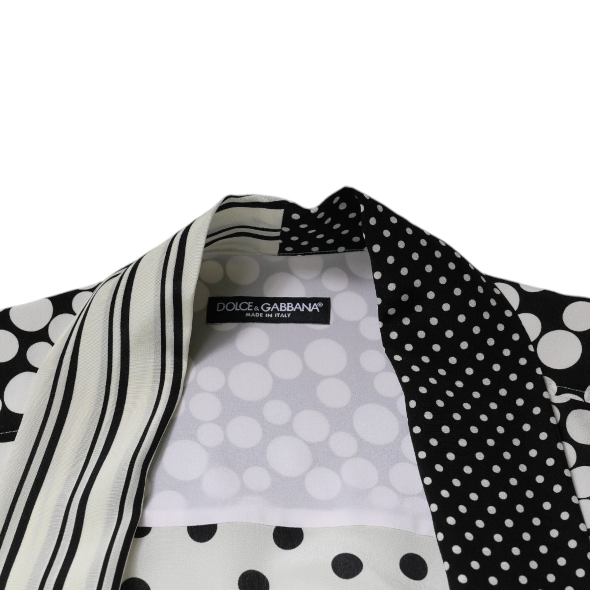 Dolce & Gabbana Black White Polka Dots Silk Men Casual Shirt