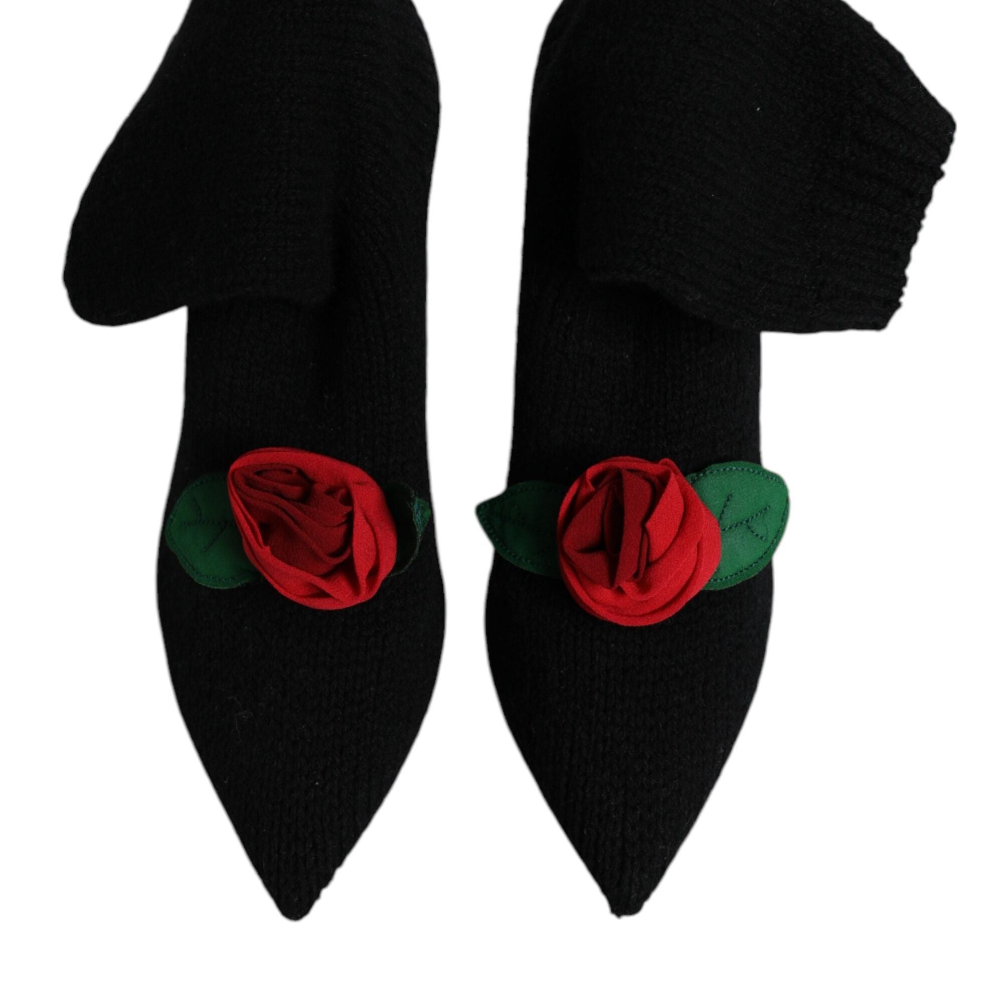 Dolce & Gabbana Black Stiletto Heels Mid Calf Boots Shoes