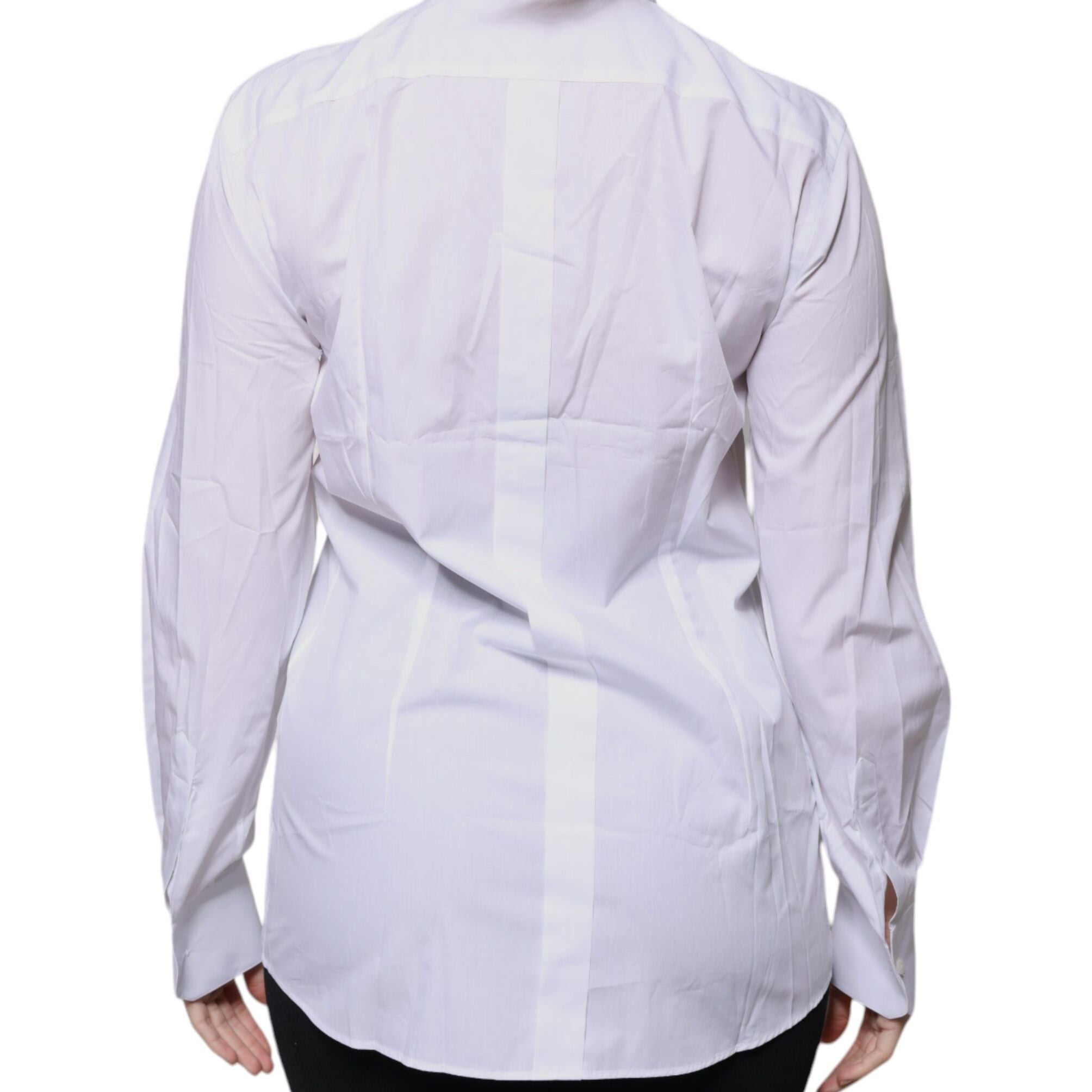 Dolce & Gabbana White Cotton Collared Long Sleeves Shirt Top
