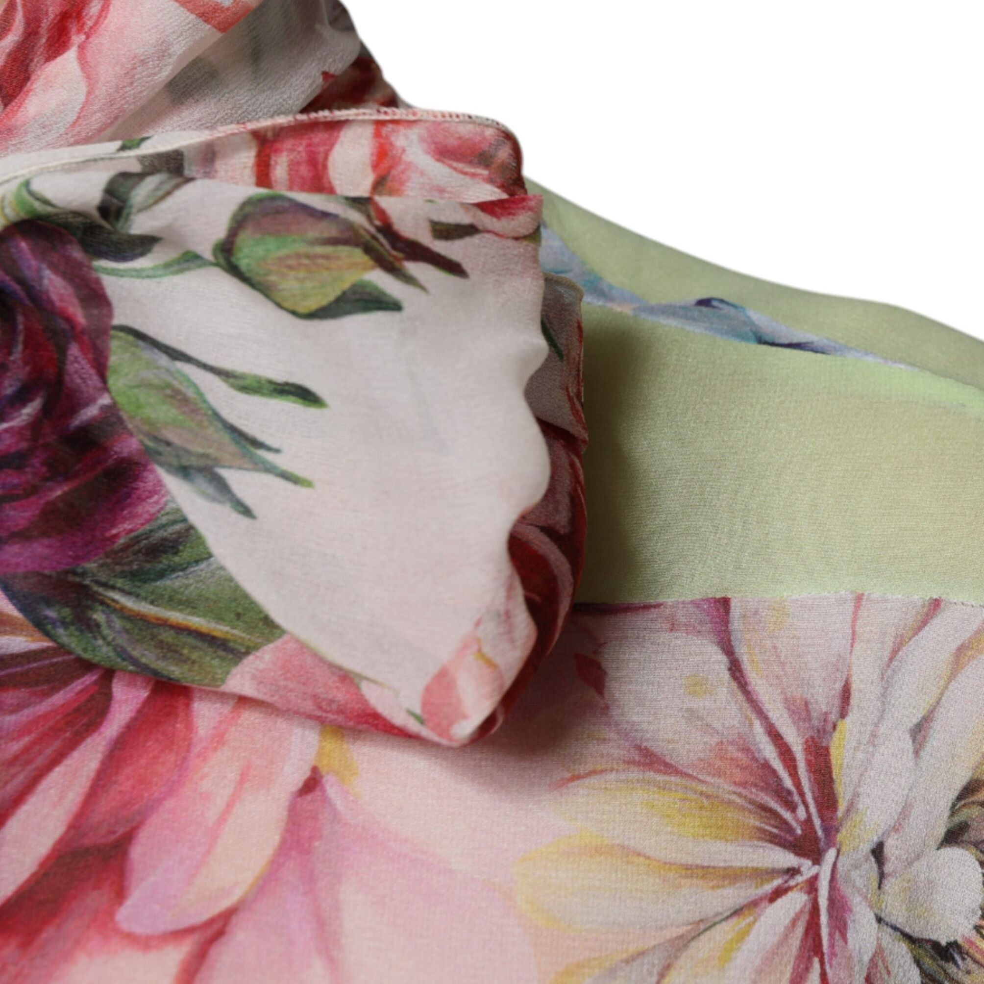 Dolce & Gabbana Multicolor Floral Patchwork Ascot Collar Top