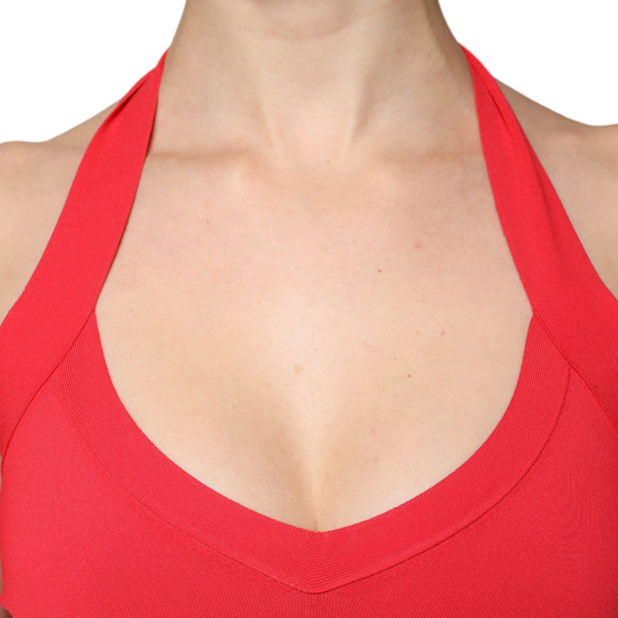 Dolce & Gabbana Red Viscose Sleeveless Halter Cropped Tank Top
