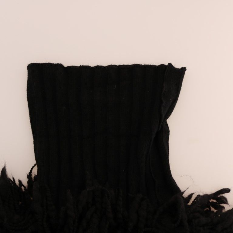 Dolce & Gabbana Black Fringes Wool Pullover Sweater