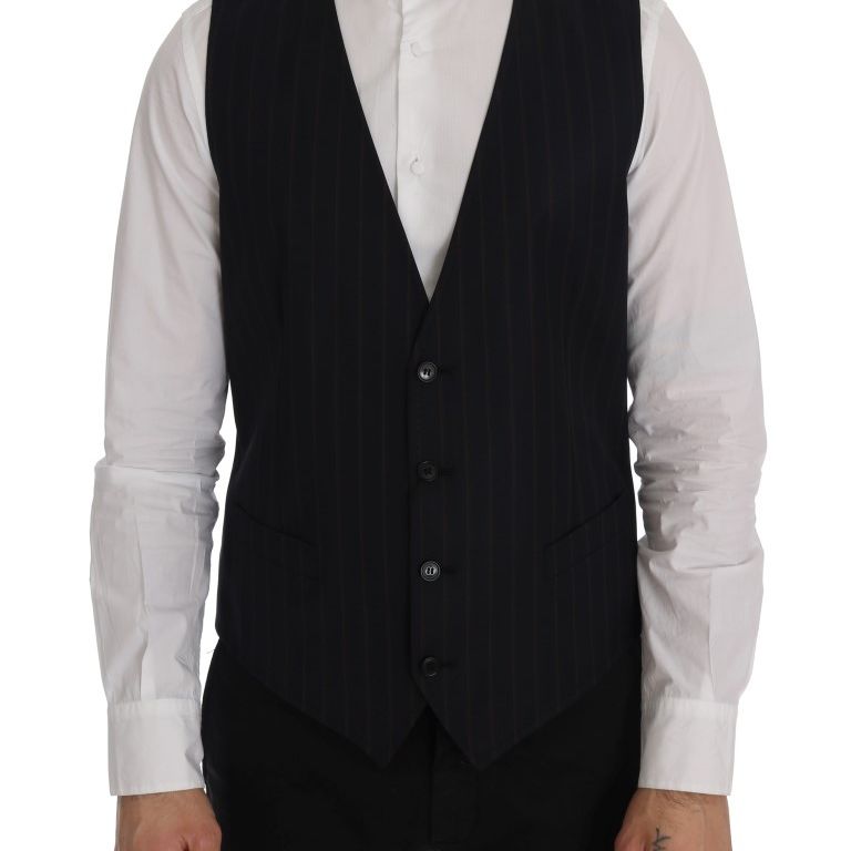 Dolce & Gabbana Blue Wool Stretch Vest