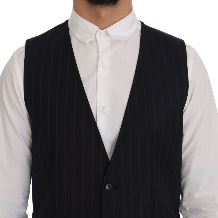 Dolce & Gabbana Blue Wool Stretch Vest