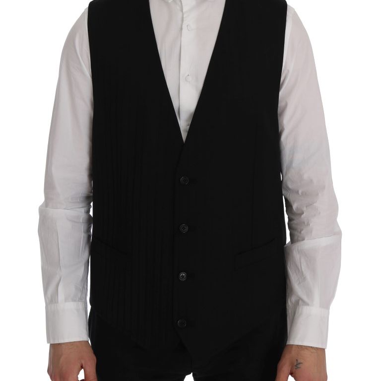 Dolce & Gabbana Black STAFF Wool Stretch Vest