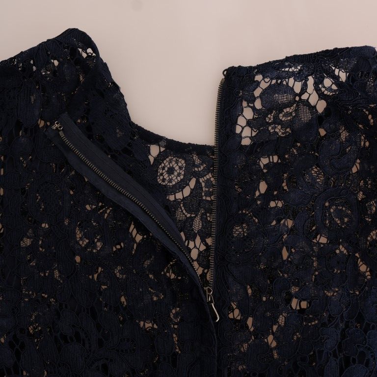 Dolce & Gabbana Blue Taormina Floral Lace Sheath Dress