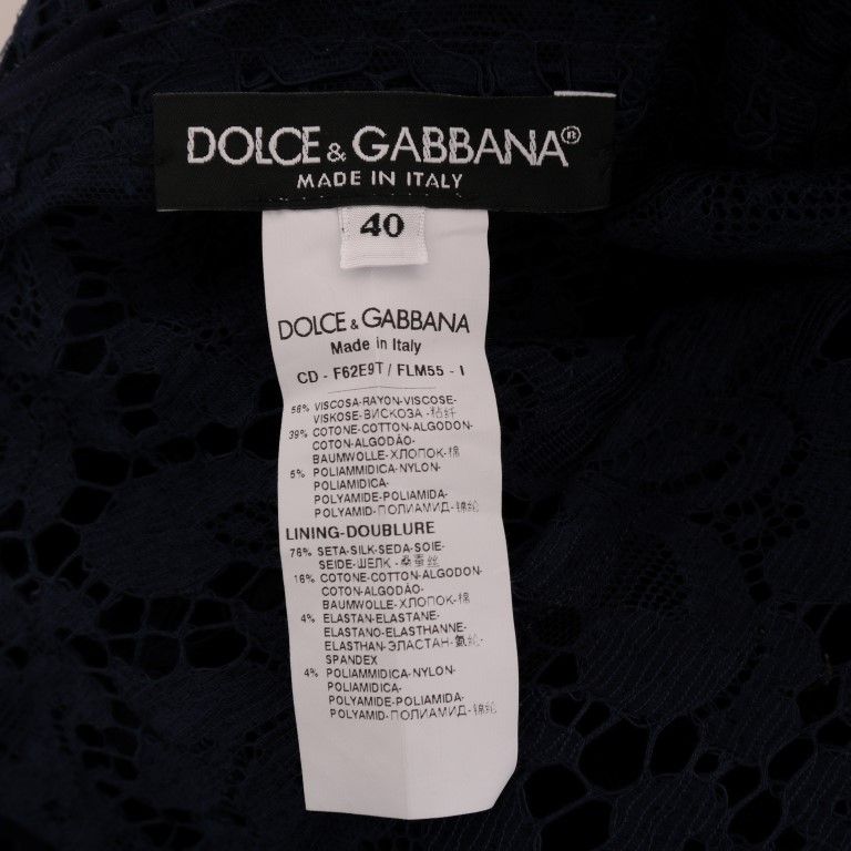 Dolce & Gabbana Blue Taormina Floral Lace Sheath Dress