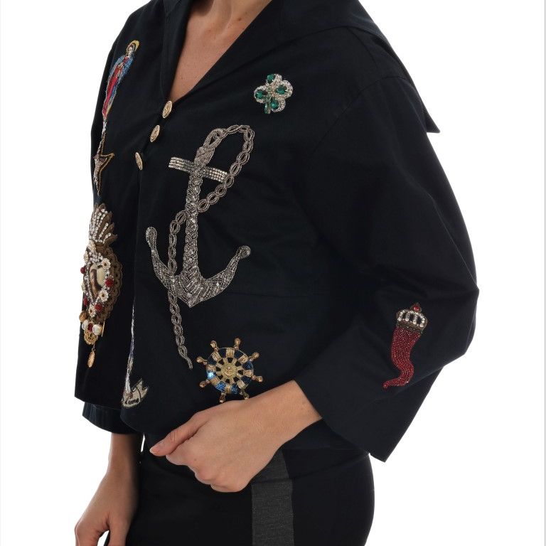 Dolce & Gabbana Blue Crystal MAMMA Sicily Jacket