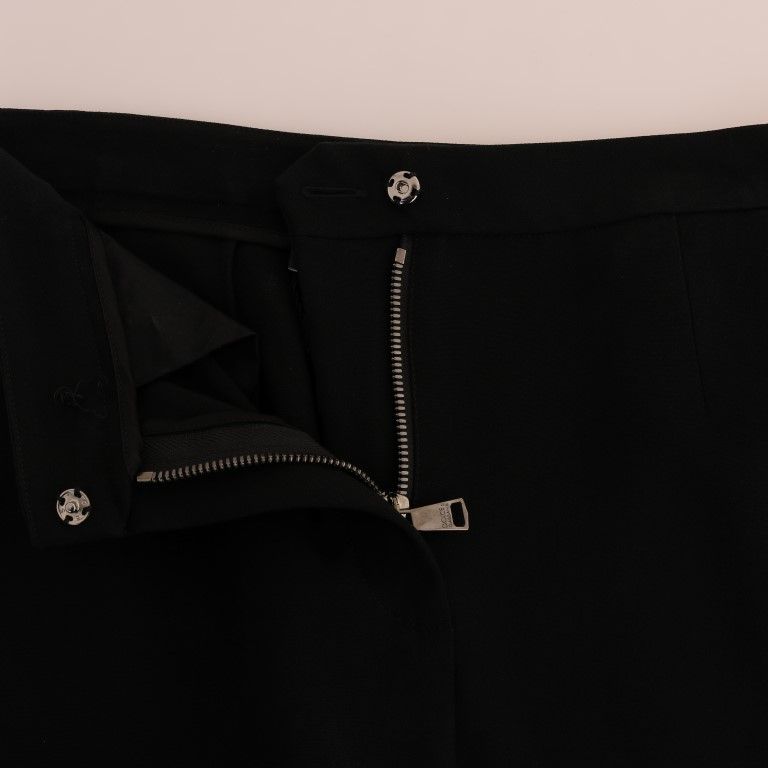 Dolce & Gabbana Black Stretch Pink Stripes Capri Pants