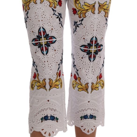 Dolce & Gabbana Mulicolor Majolica Cutout Capri Pants