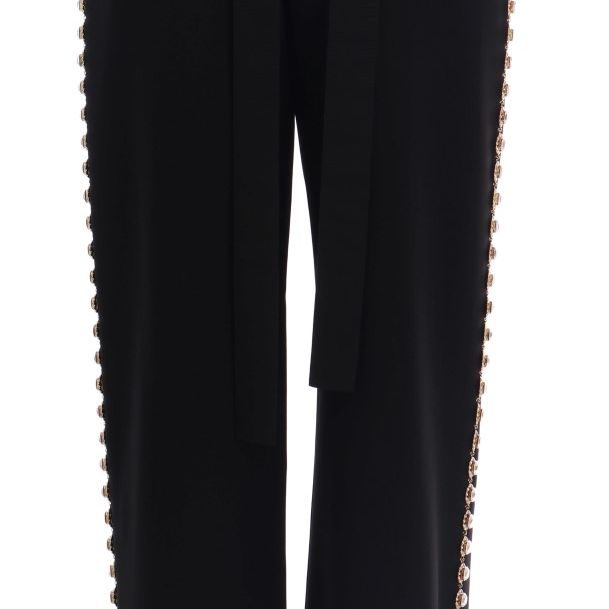 Dolce & Gabbana Black Wool Stretch Crystal Pants