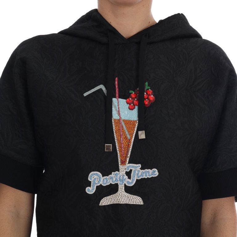 Dolce & Gabbana Black Fairy Tale Crystal Hooded Sweater