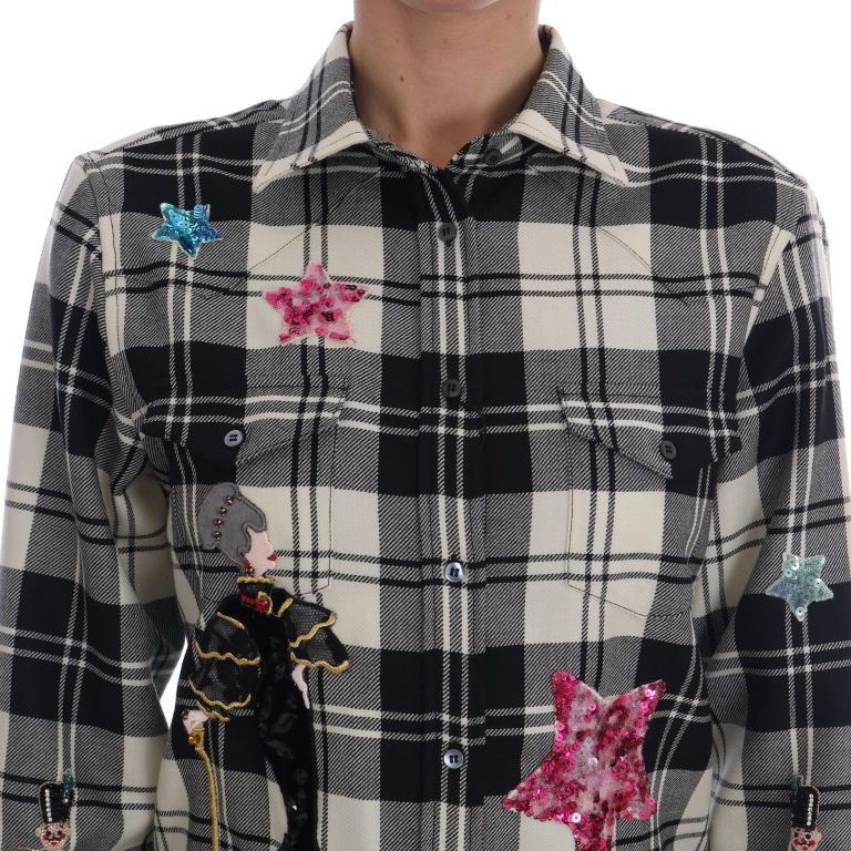 Dolce & Gabbana Black White Fairy Tale Crystal Shirt