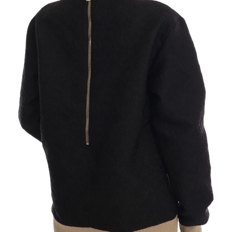 Dolce & Gabbana Black Fairy Tale Brocade Zipper Sweater